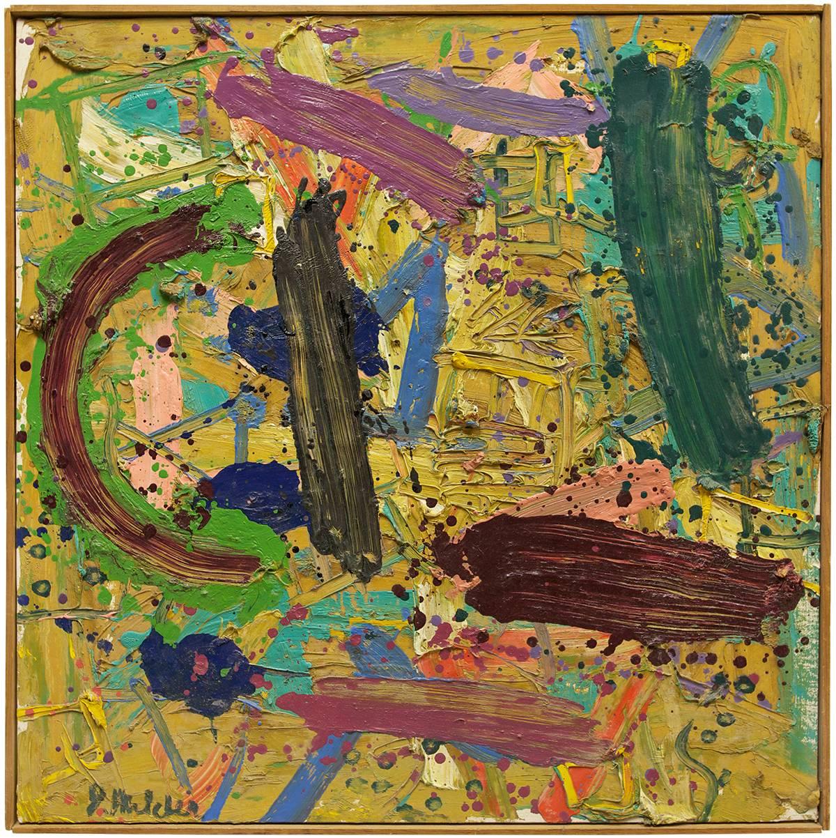 Jay Milder Abstract Painting – Abstrakte Komposition ohne Titel, Abstraktes expressionistisches Ölgemälde