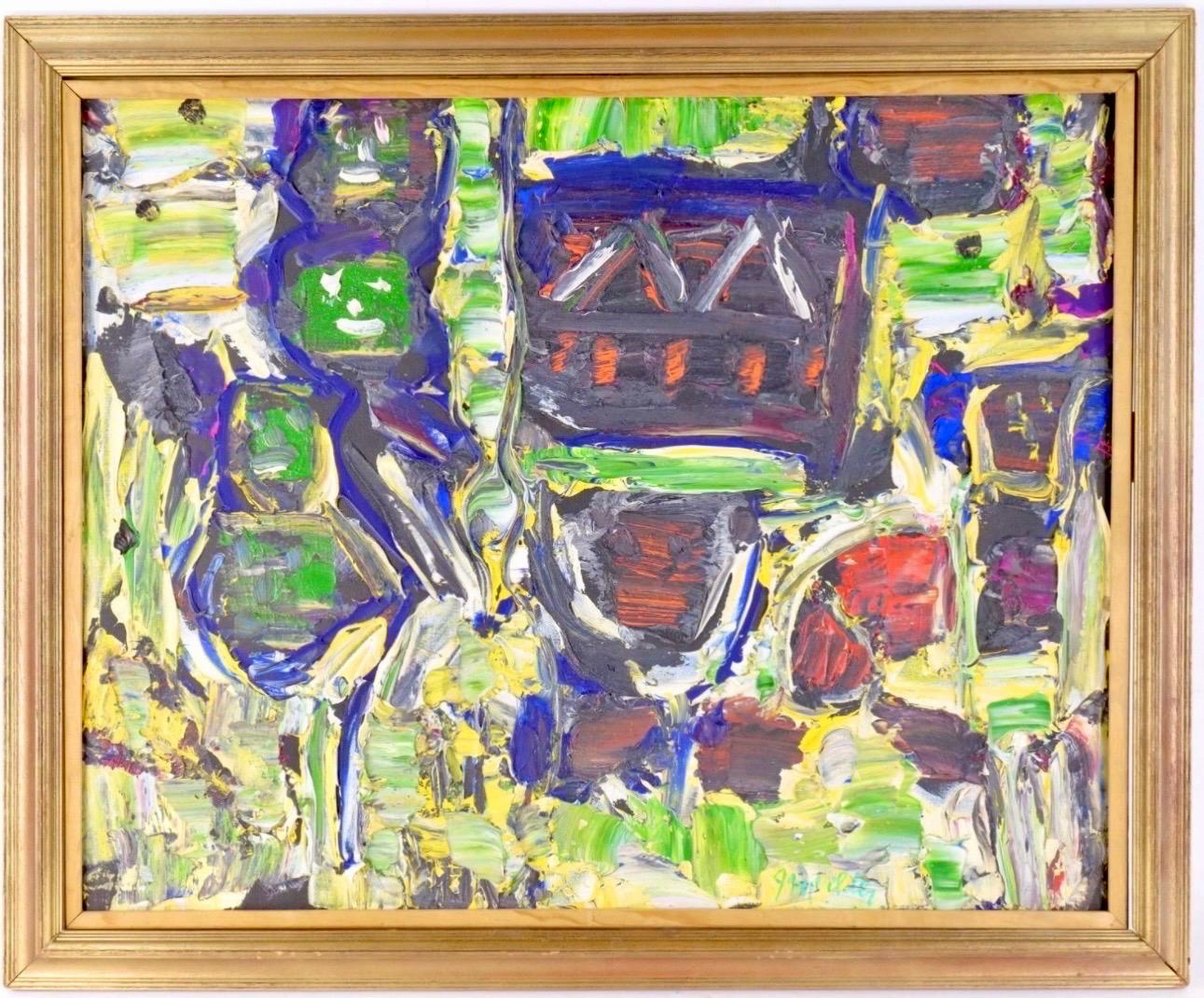Peinture abstraite à la corne de rhinocéros Jay Milder Art expressionniste figuratif Peinture à l'huile