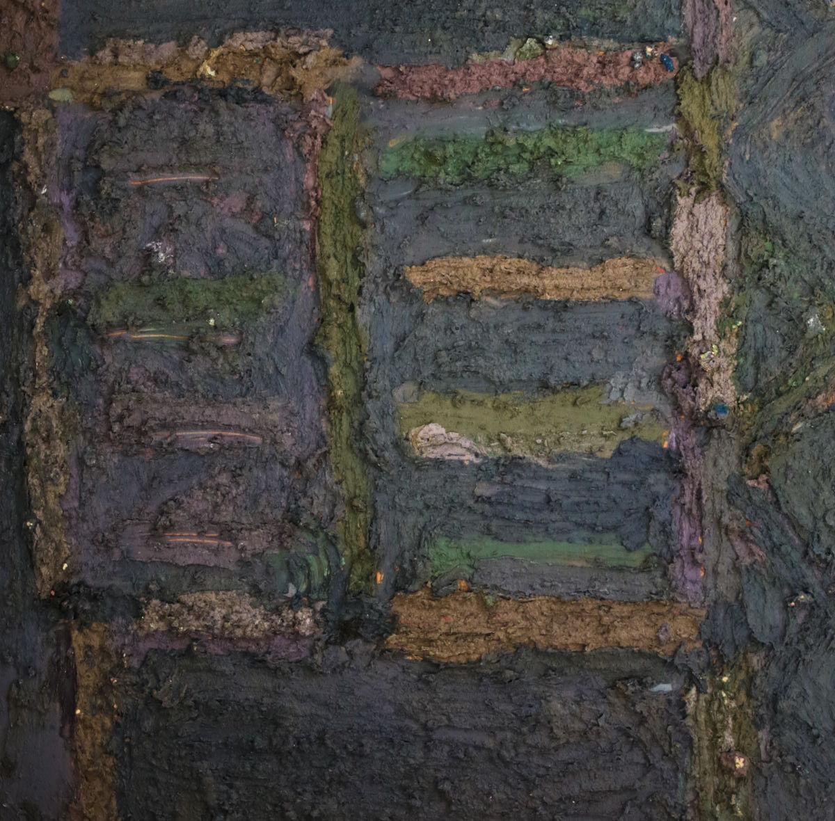 Jay Milder 'American 1934' Mixed-Media Abstract on Masonite Jacob's Ladder In Good Condition For Sale In Pasadena, CA