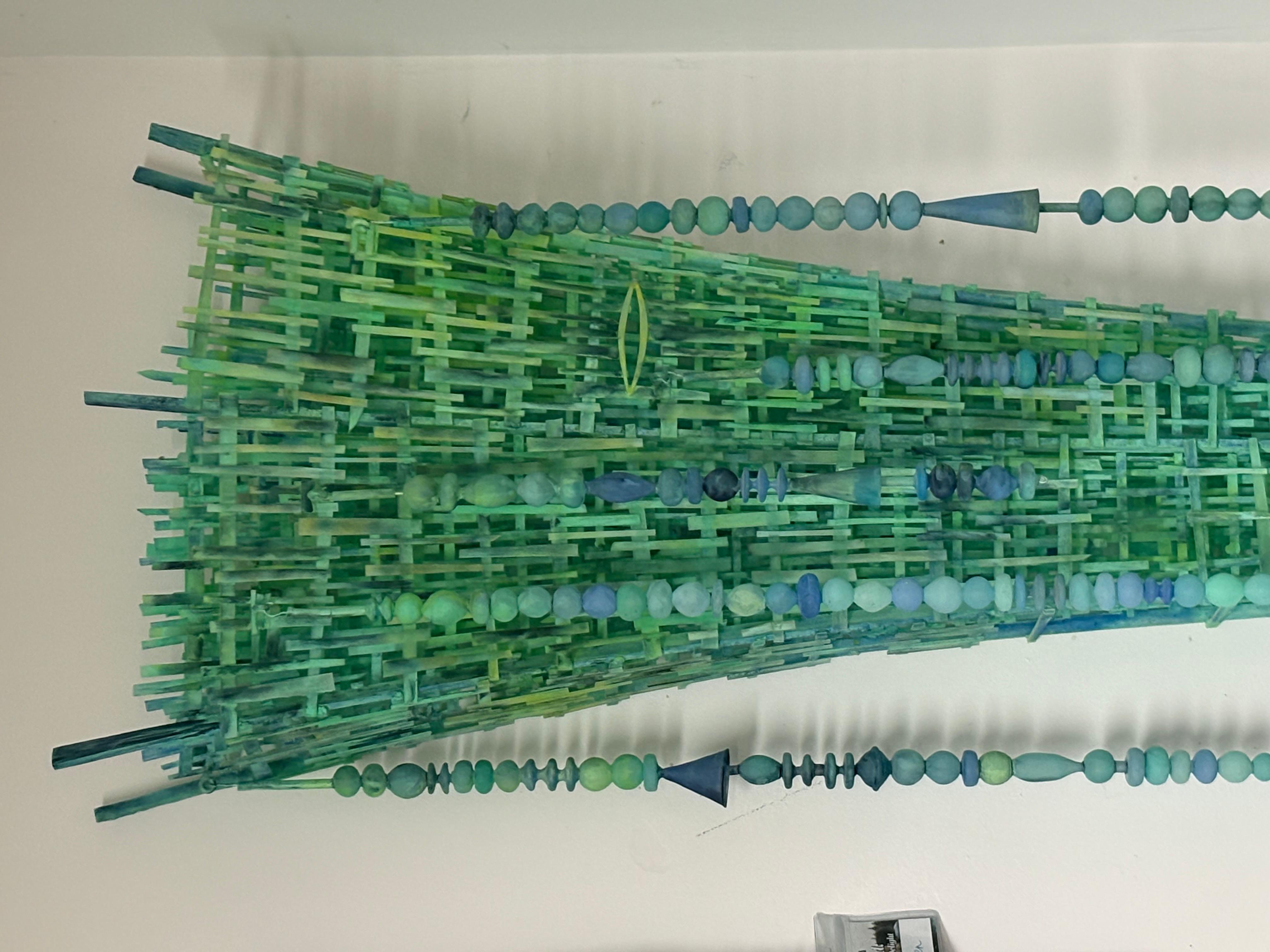 Scultura di vetro a bastone originale di Jay Musler, grande. In buone condizioni, misura 47x20. L'acquirente è responsabile del ritiro o di una consegna per il ritiro.