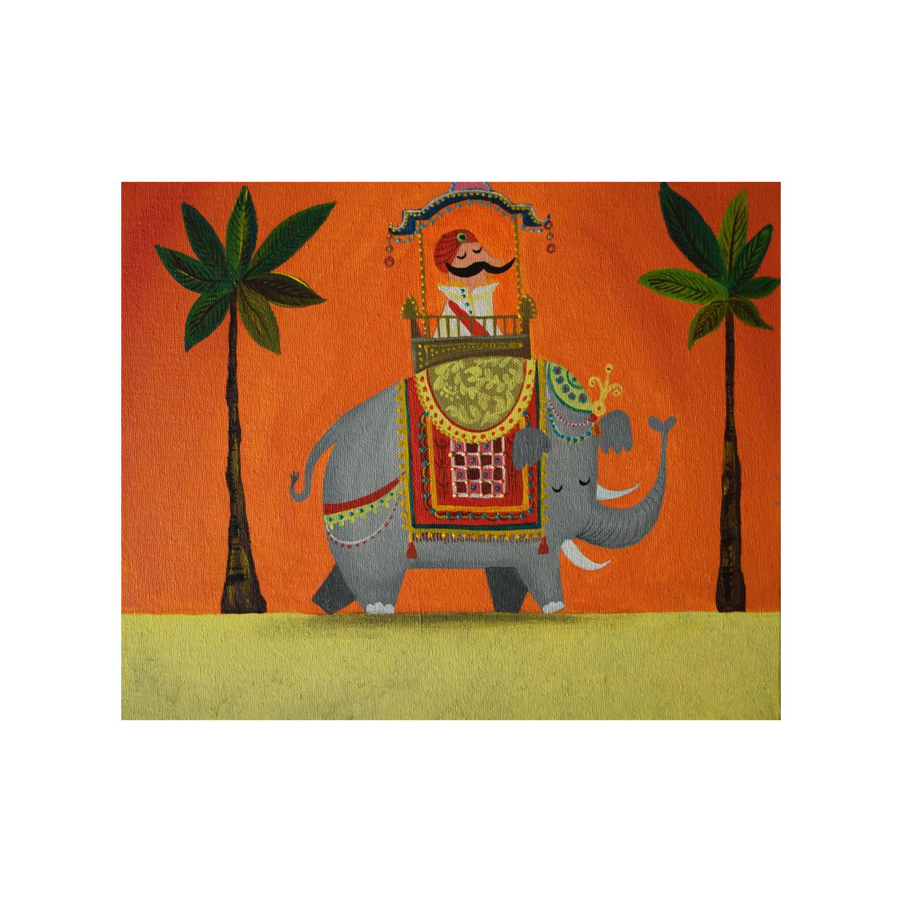 ELEPHANT & THE KING - Painting by Jay Patel