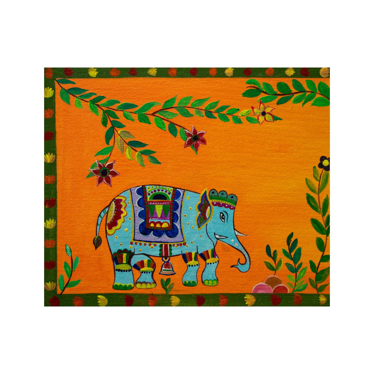 MADHUBANI STYLE 01 (DECORATED ELEPHANTS) - Painting by Jay Patel