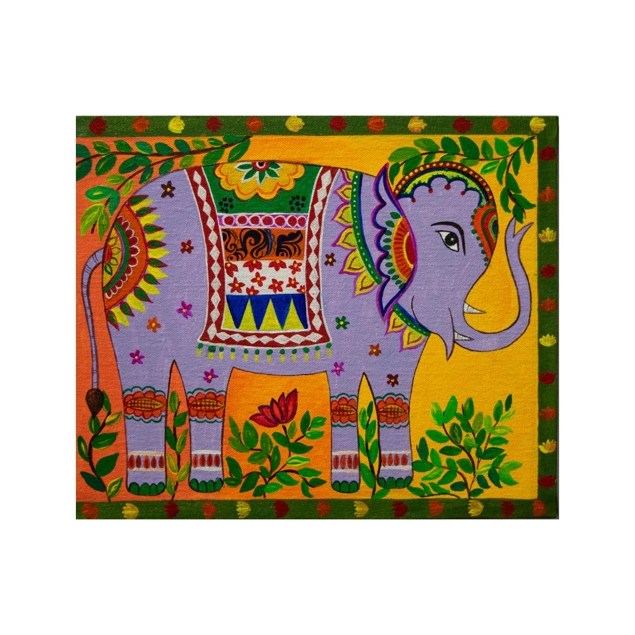 MADHUBANI STYLE 03 (DECORATED ELEPHANTS)  (~40% OFF LIST PRICE - LIMITED TIME) - Painting by Jay Patel