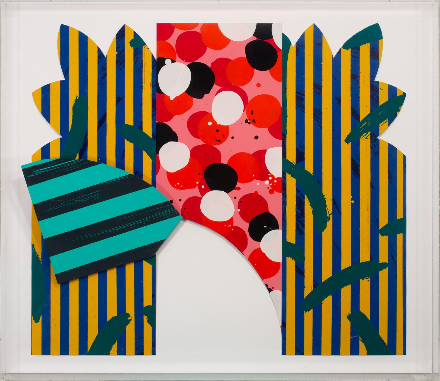 JAY PHILLIPS - "BEL-AIR GATE" (PUERTA DE BEL-AIRE)
⚜ Escultura de pared de esmalte sobre aluminio ⚜ Firmada a mano y numerada abajo a la derecha ⚜ Procedencia de la galería Roy Boyd ⚜ Marco acrílico de caja de sombra

ATREVIDA ESCULTURA GEOMÉTRICA