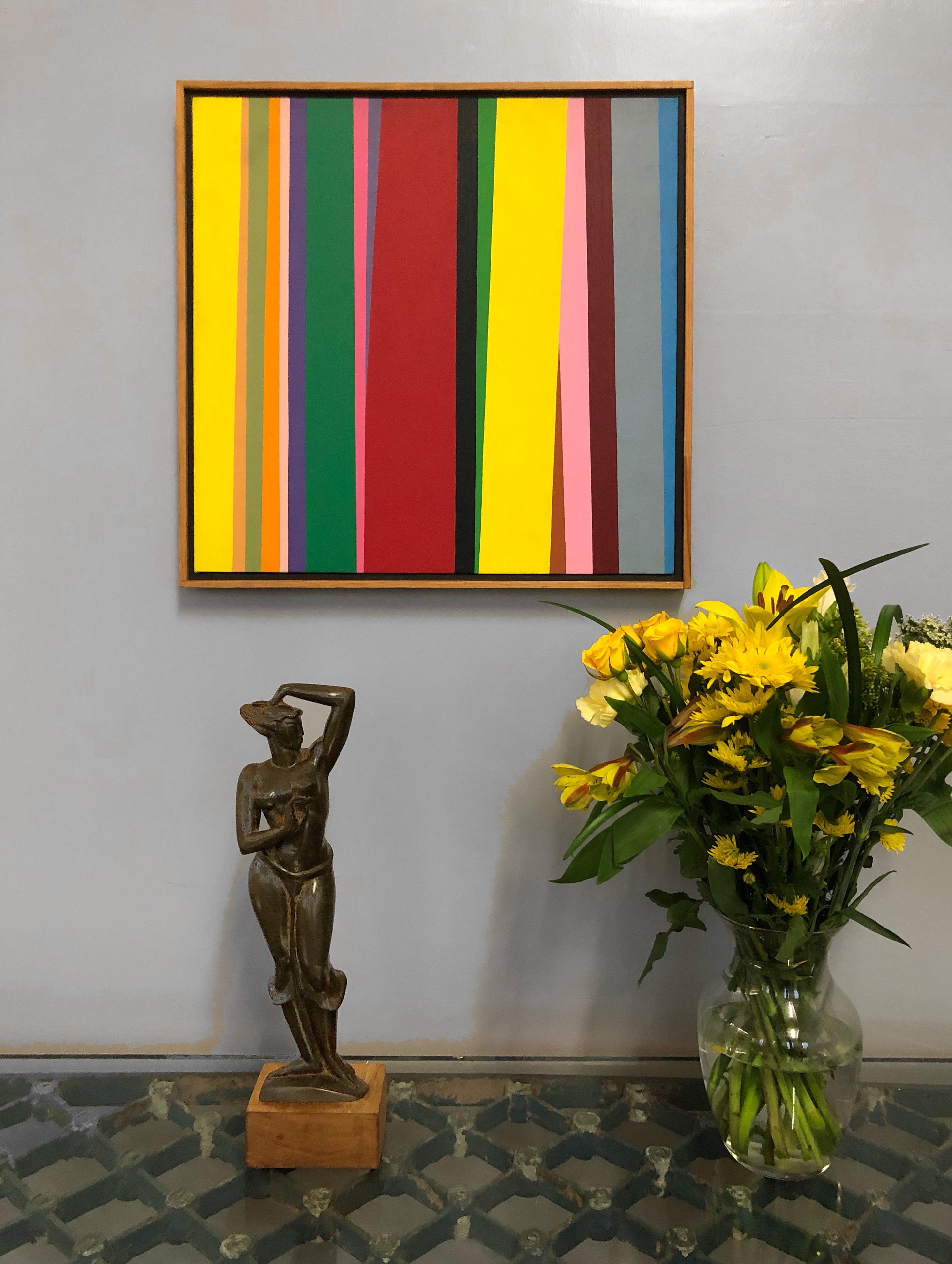 #4, Color Stripe Composition - Yellow Abstract Painting by Jay Rosenblum