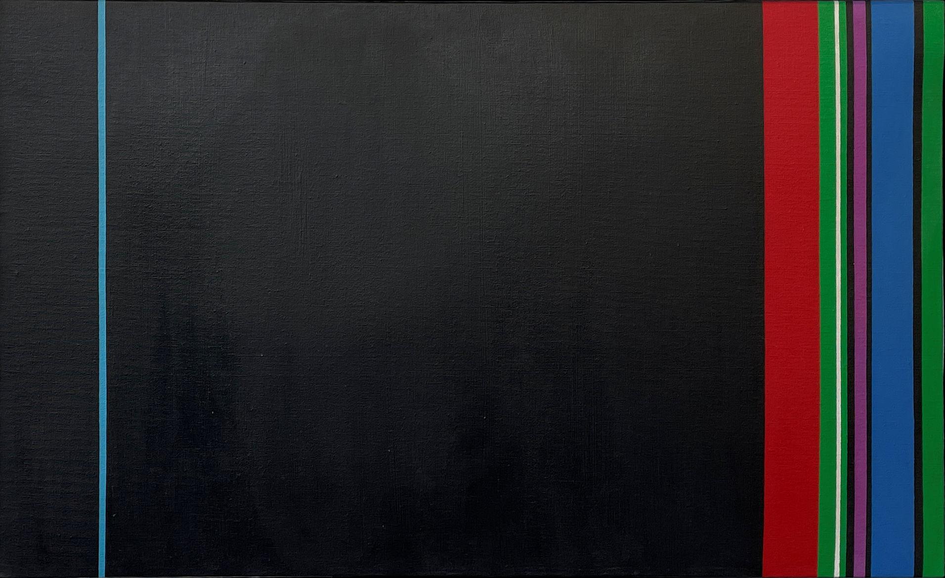 "Black Whole, " Jay Rosenblum, Color Field Abstract with Stripes