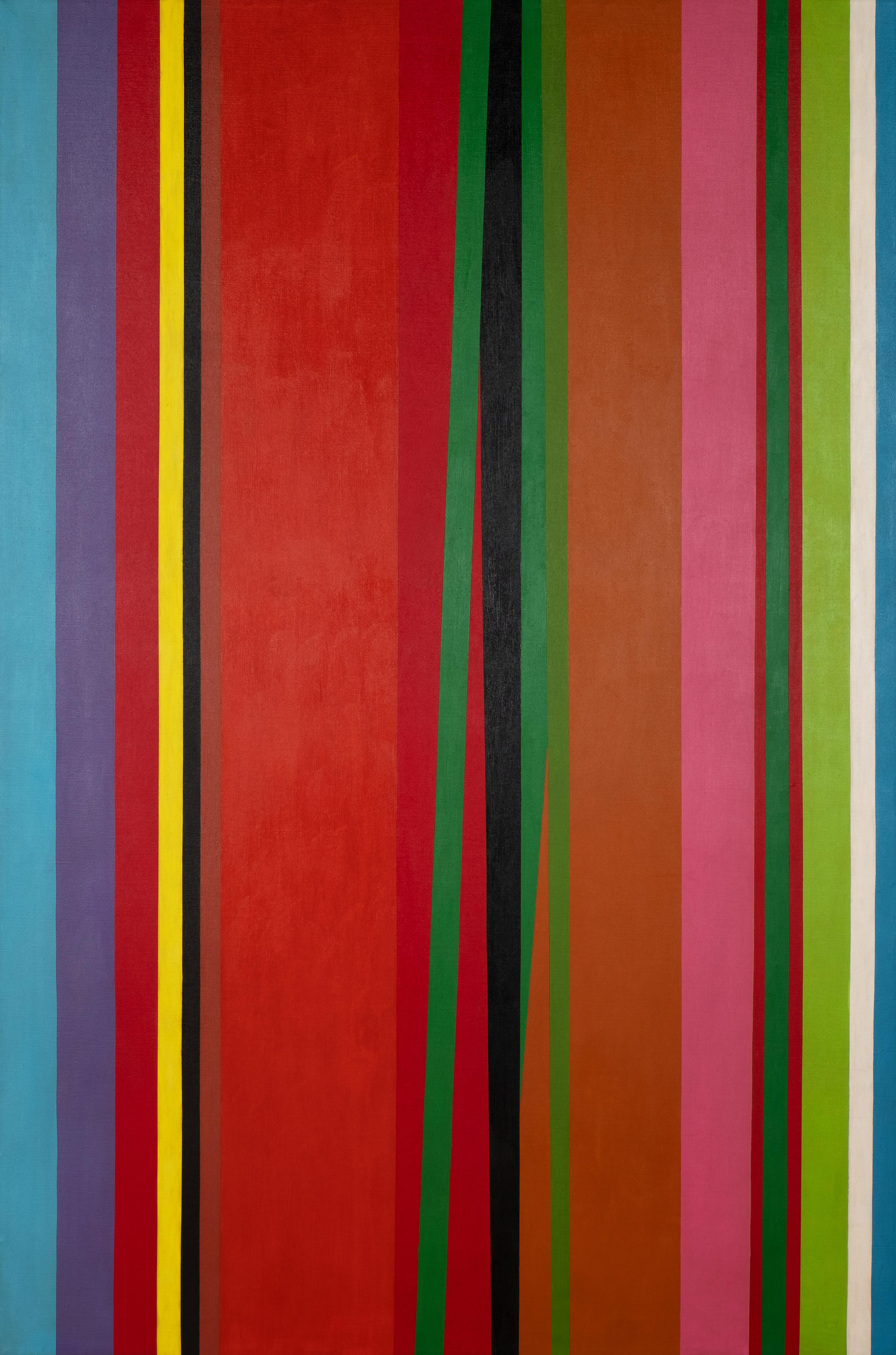 Catch, striped hard edge abstraction - Painting by Jay Rosenblum
