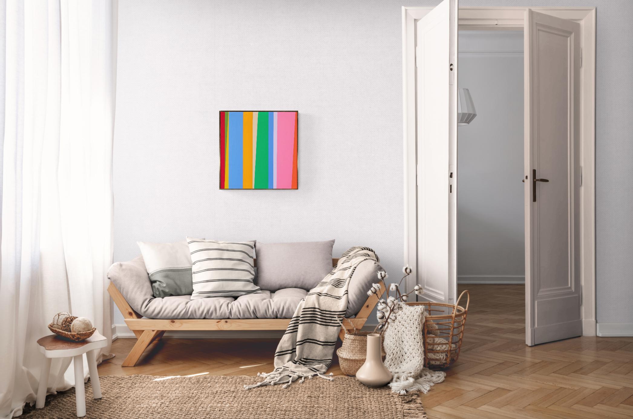 GRADUS AD PARNASSUM Abstraktes Acrylgemälde 1970 leuchtend farbenfrohe Linien signiert (Abstrakter Expressionismus), Painting, von Jay Rosenblum