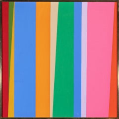 GRADUS AD PARNASSUM Pintura acrílica abstracta 1970 líneas brillantes y coloridas firmada