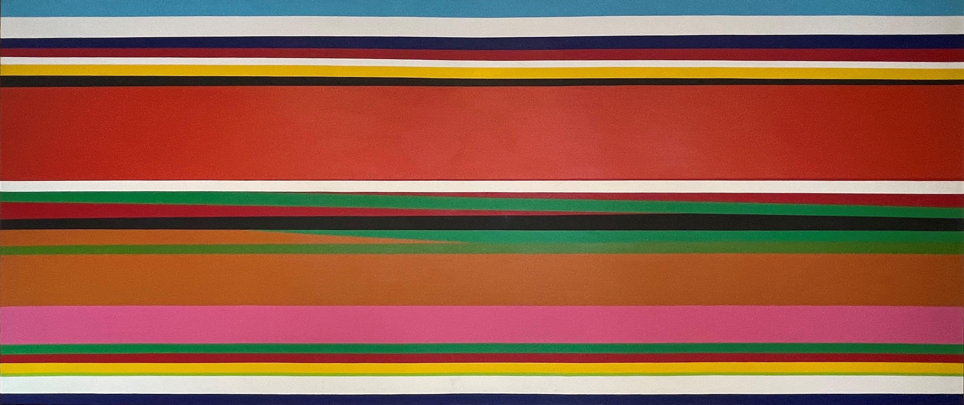 Jay Rosenblum: „Untitled“, farbenfrohes Farbfeld mit Hartkante, farbenfrohe horizontale Streifen