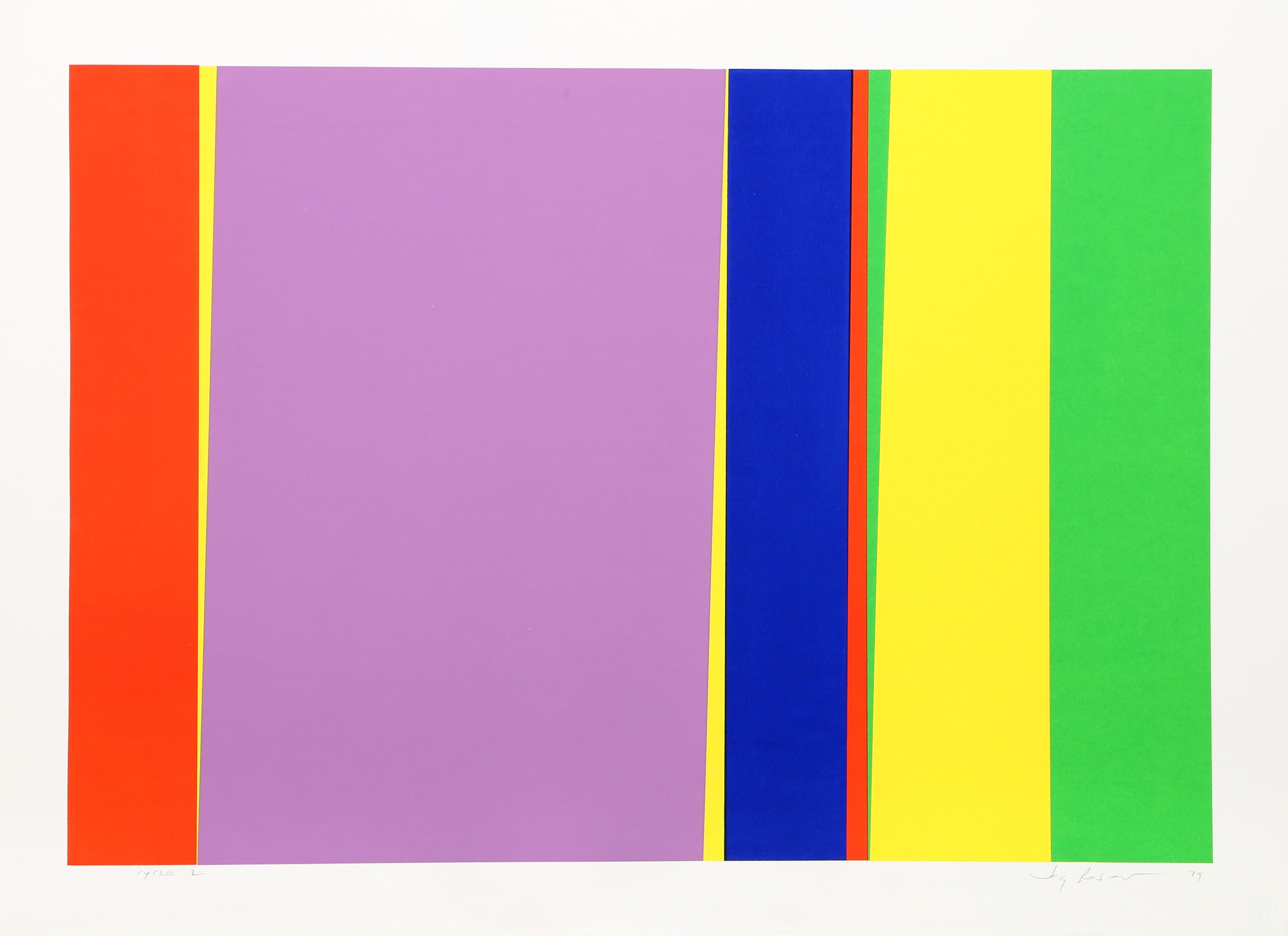 Cycle 2, farbenfroher Siebdruck von Jay Rosenblum