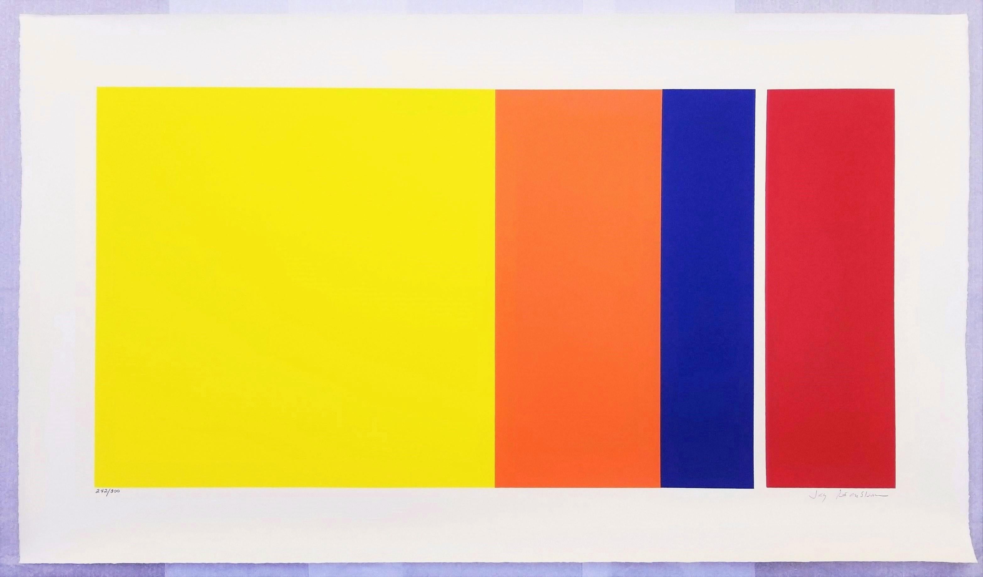 Grove #1 /// Abstract Geometric Colorful Jay Rosenbulm New York Screenprint Art - Yellow Abstract Print by Jay Rosenblum