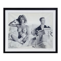 "Invisible" Large Nude Female and Mannequin Bedroom Black and White Photograph