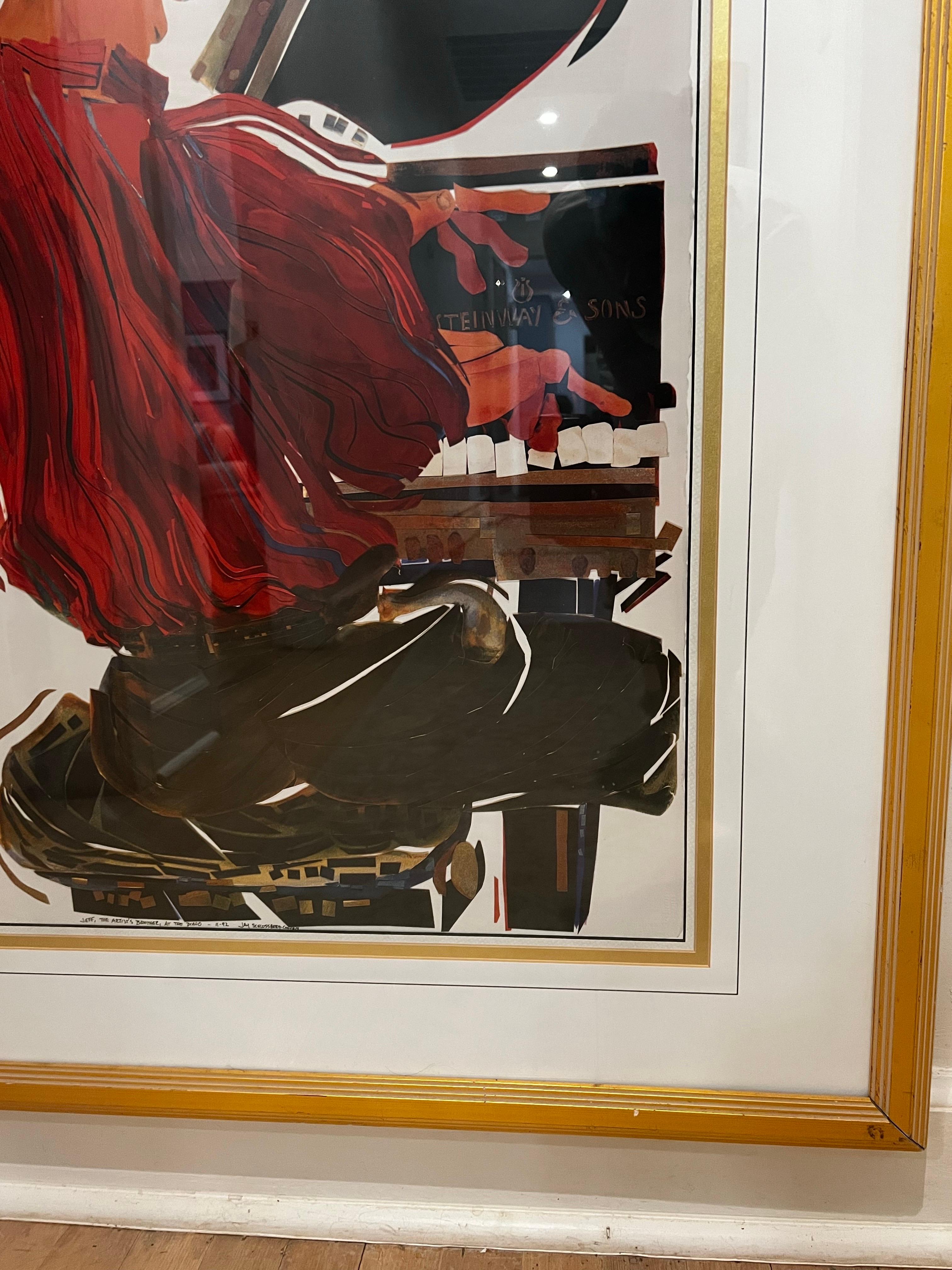 Expressionniste Jay Sclossberg-Cohen Fine Art - Jeff, le frère de l'artiste, au piano en vente