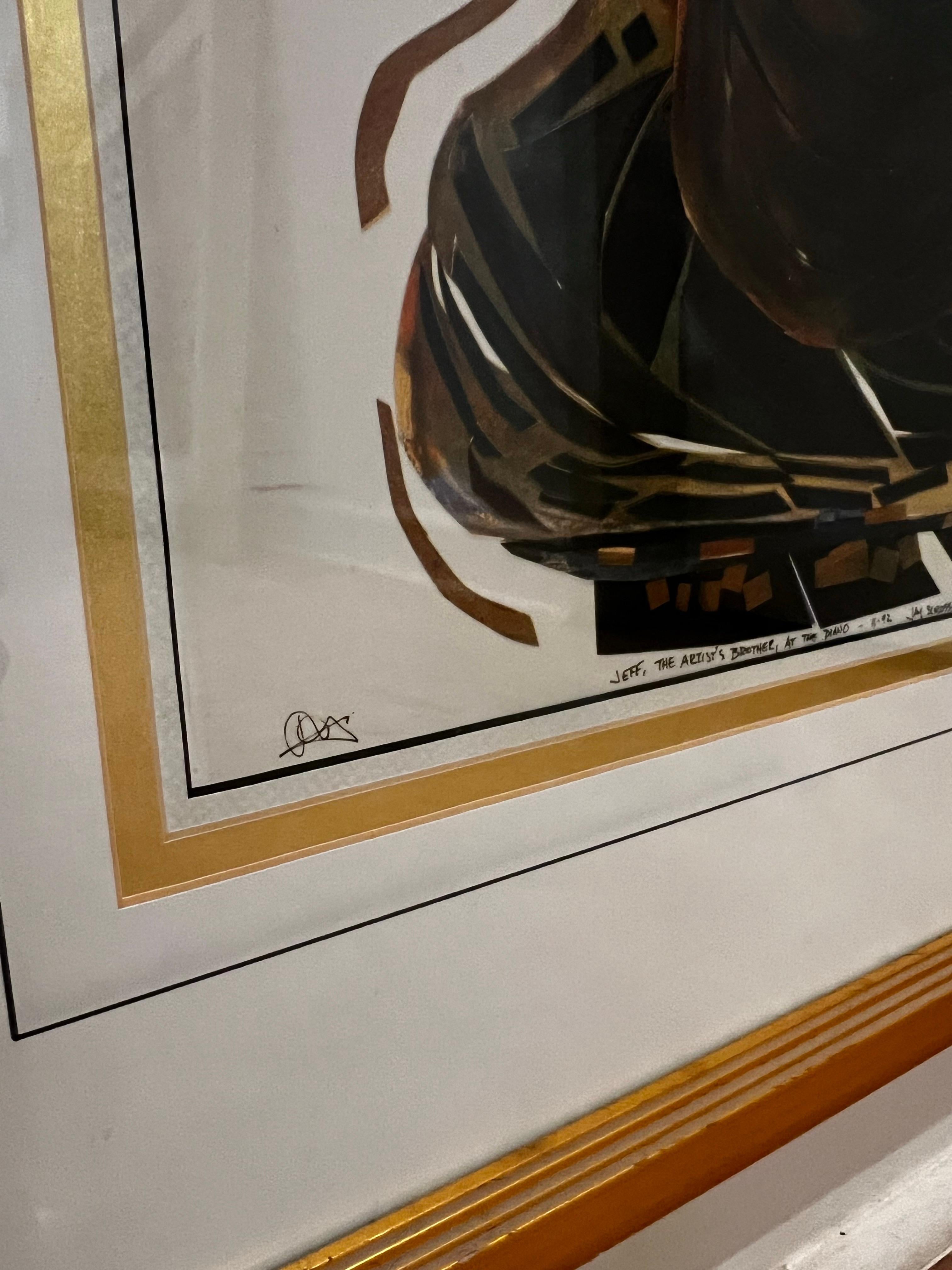 Acrylique Jay Sclossberg-Cohen Fine Art - Jeff, le frère de l'artiste, au piano en vente