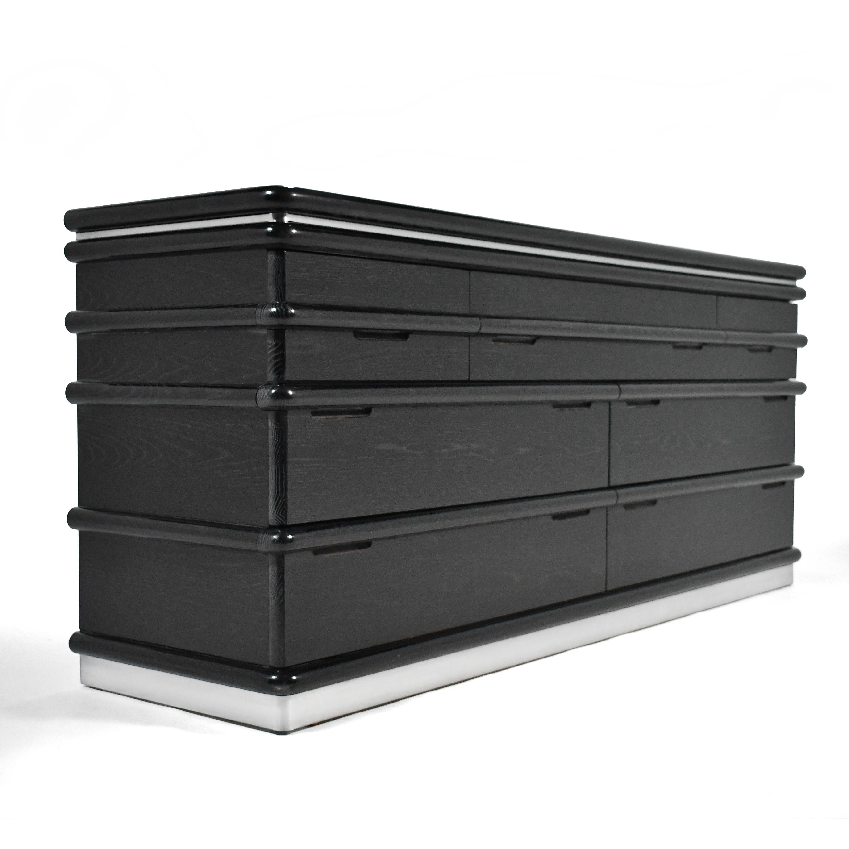 Designed by Jay Spectre for Century, this dramatic 7-drawer dresser from his 