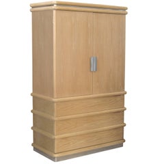 Jay Spectre Chest/Cabinet in Bleached Oak 1980s (Signed)