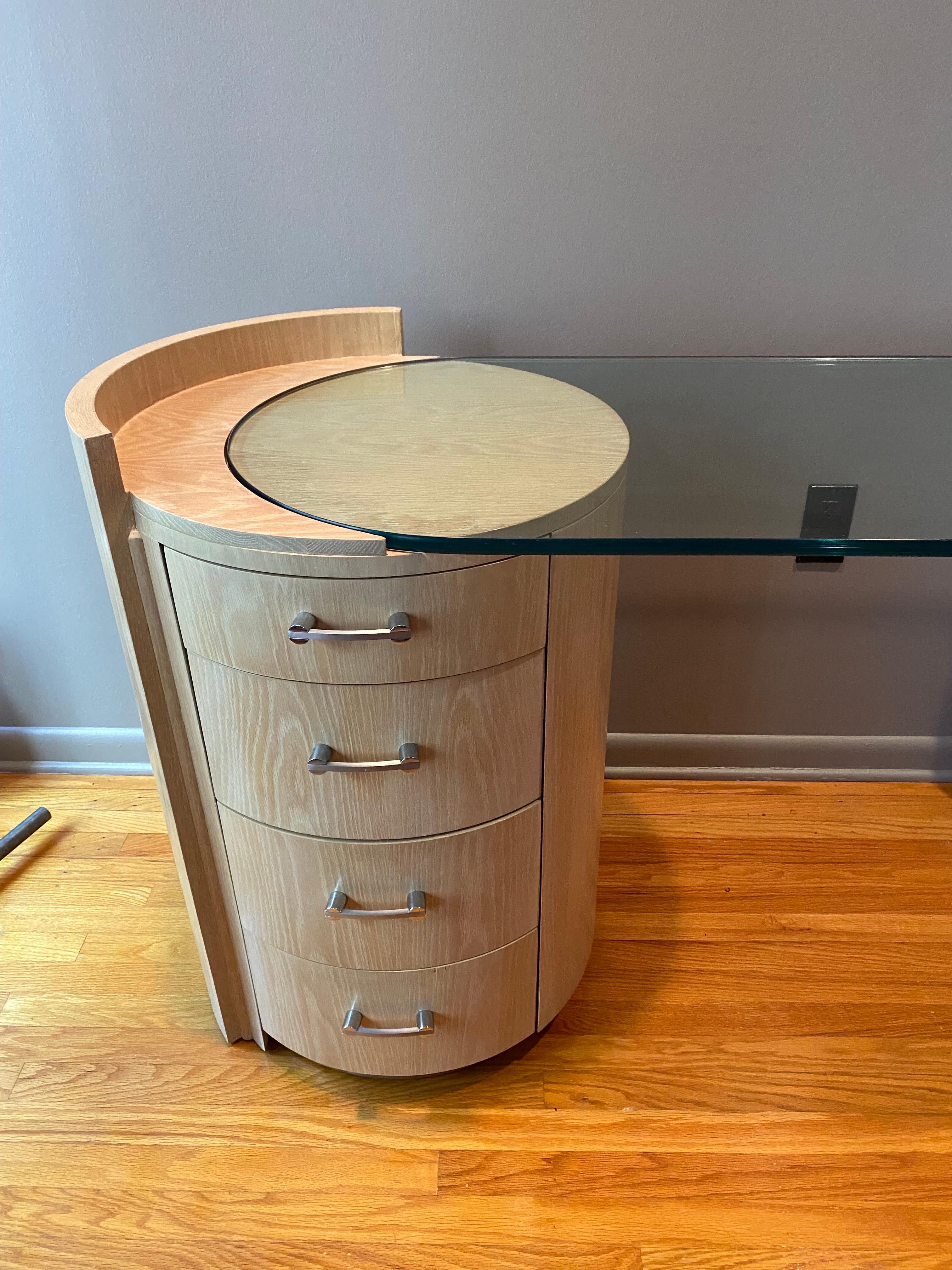 Post-Modern Jay Spectre Barrel Desk with Glass Top