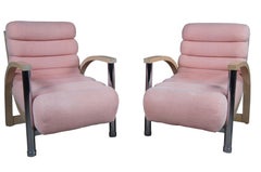 Jay Spectre Century Eclipse Salmon Pink Post Modern Chrome Club Lounge Arm Chair