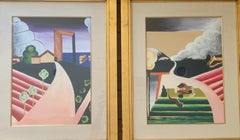 Jay Spectre Collection Designer Pair of Modern Art Paintings, New York, Rare