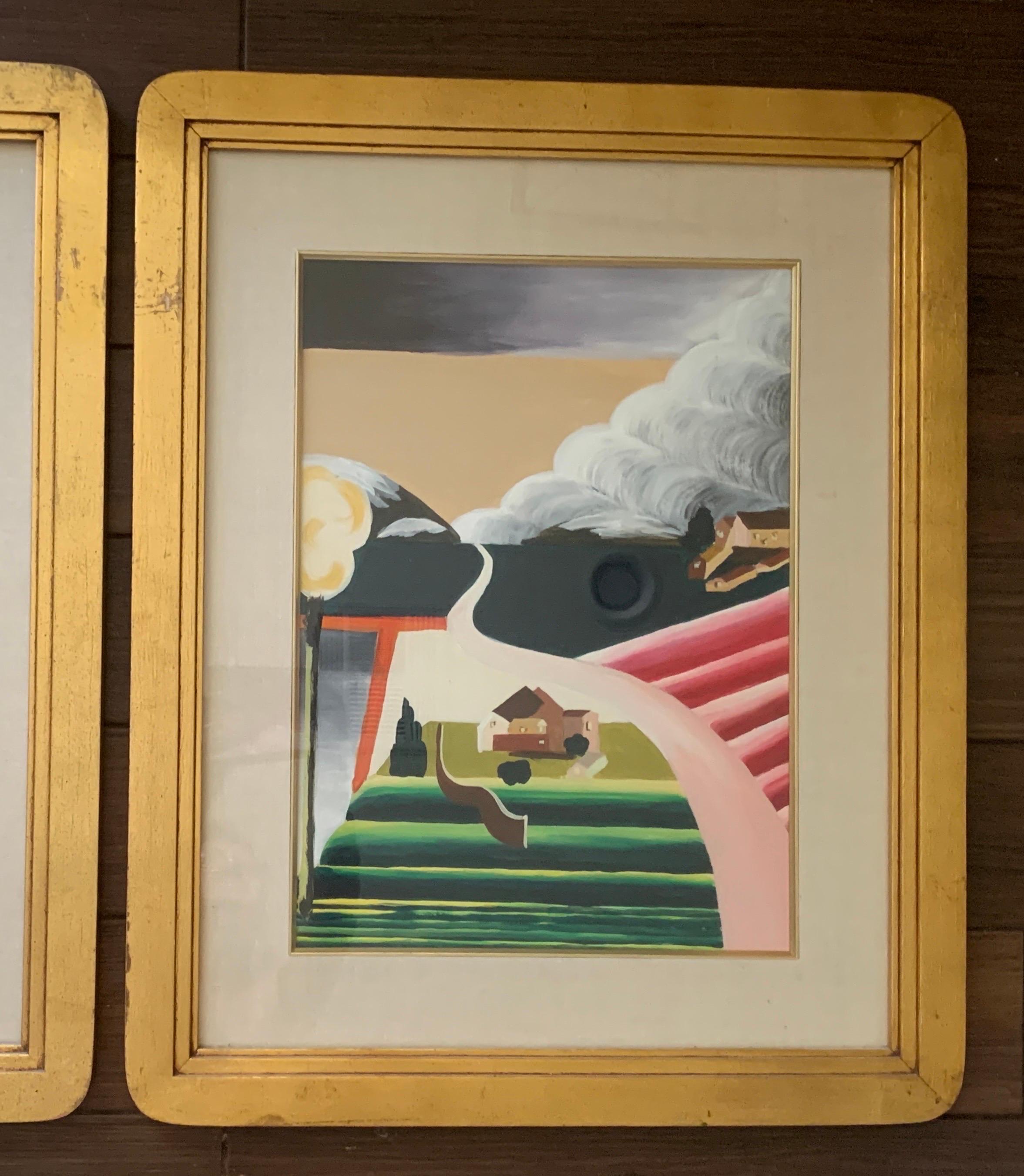 Americano Collezione Jay Spectre Coppia di quadri d'arte moderna ordinati su misura, anni '80 in vendita