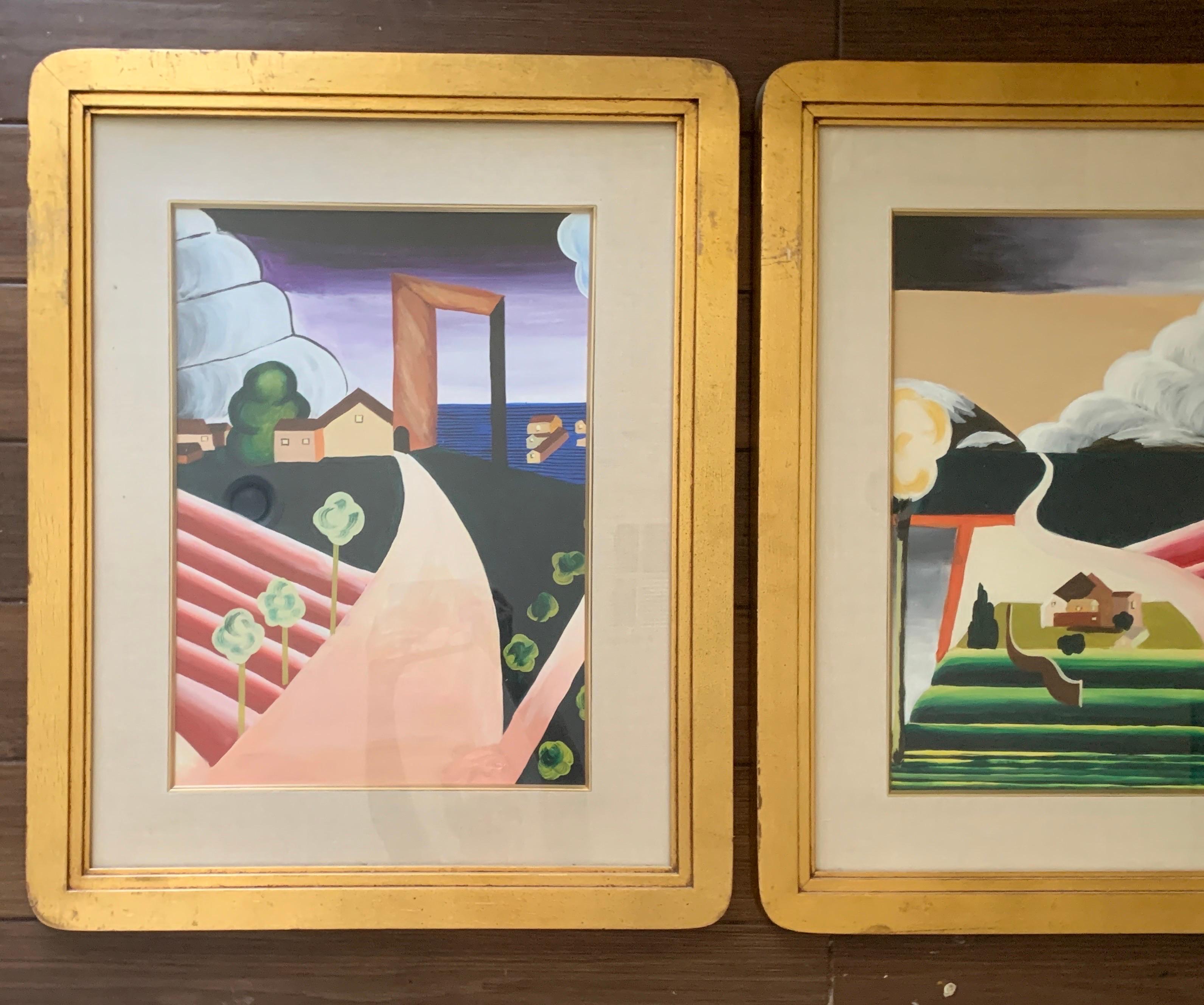 Jay Spectre Collection Custom Order Pair of Modern Art Paintings, 1980s In Good Condition For Sale In Palm Springs, CA