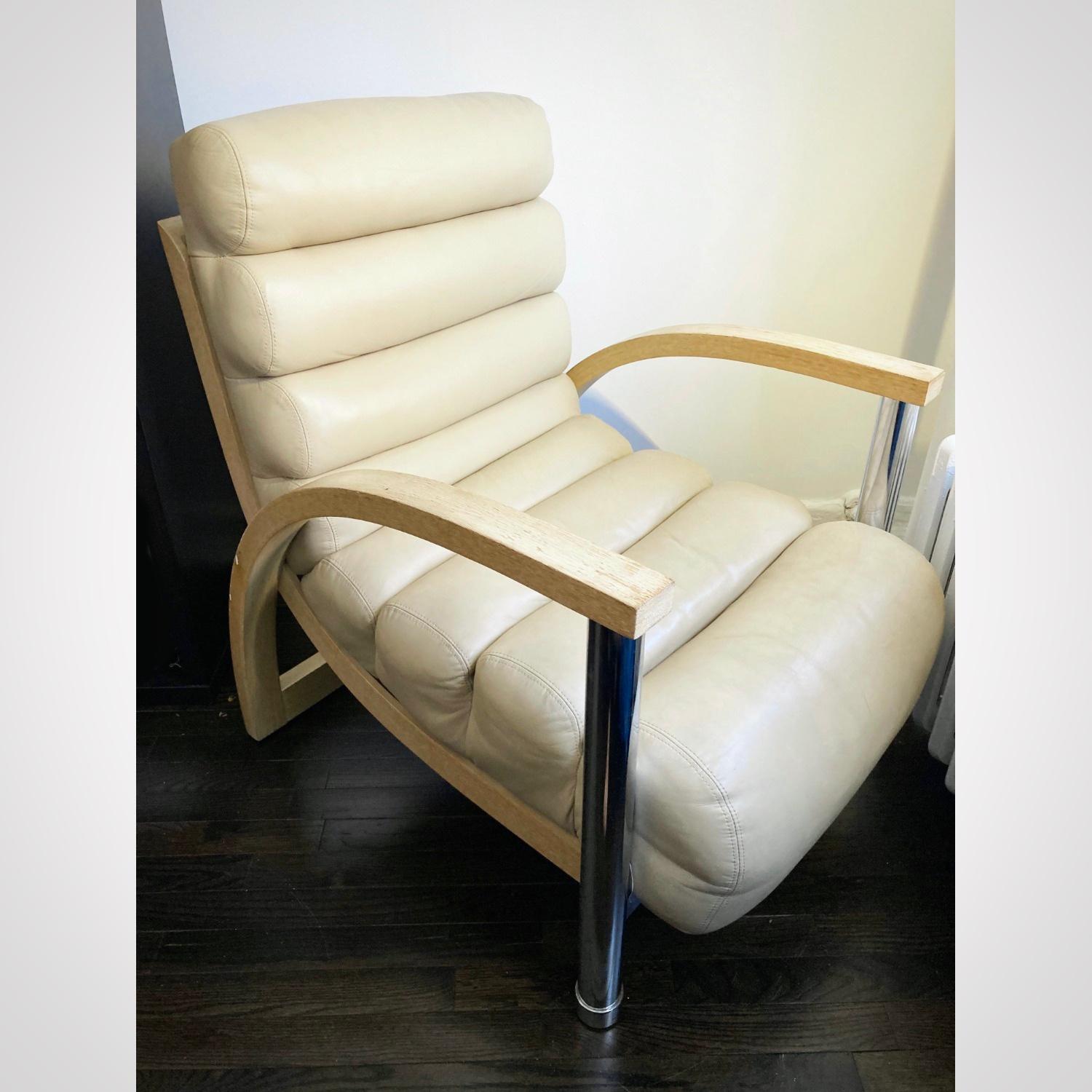 Cerused Jay Spectre Eclipse Leather Lounge Chair, Organic Modern Century Club Chair 1980