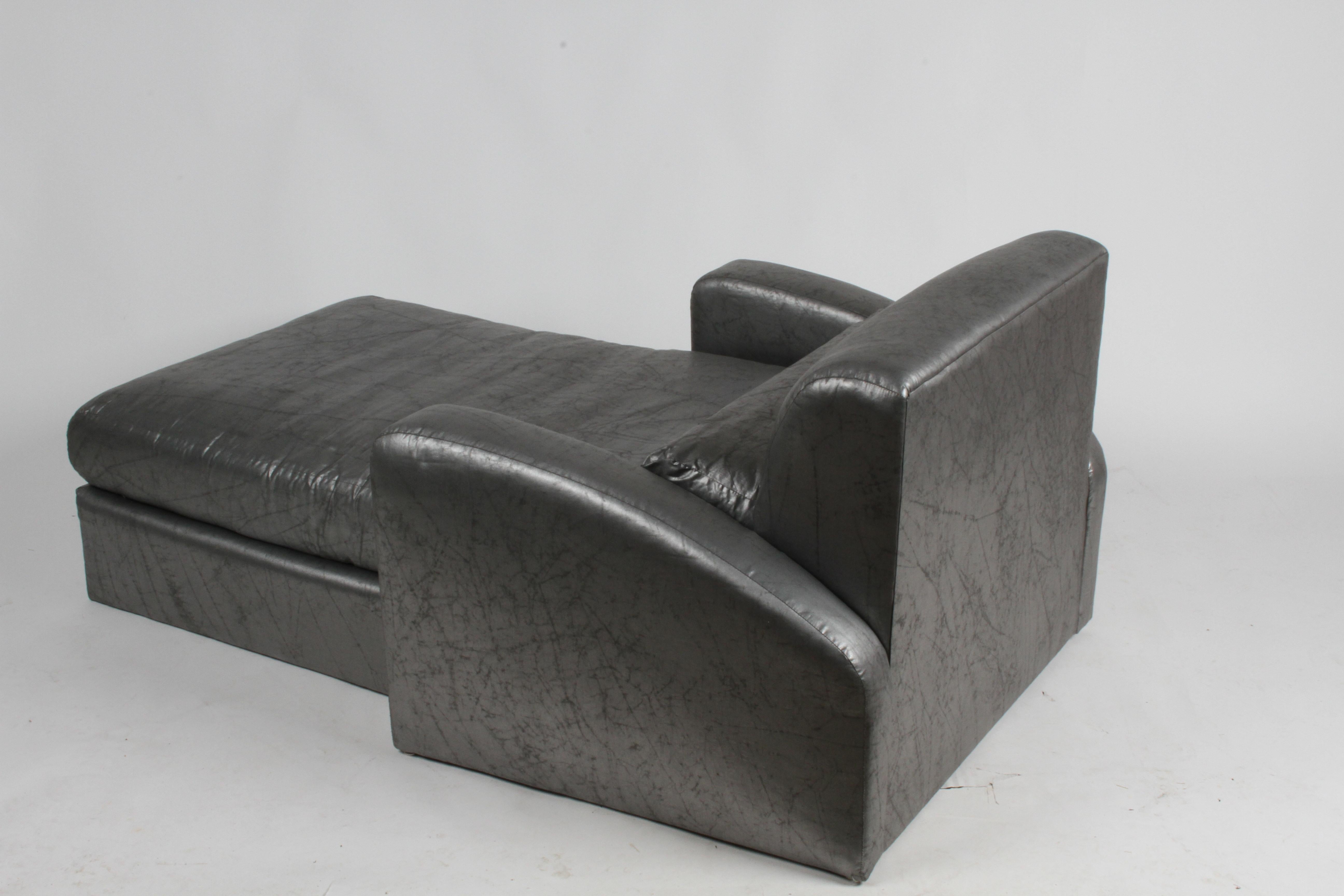 Upholstery Jay Spectre for Century 1980s Steamer Chaise Lounge in the Art Deco Style For Sale