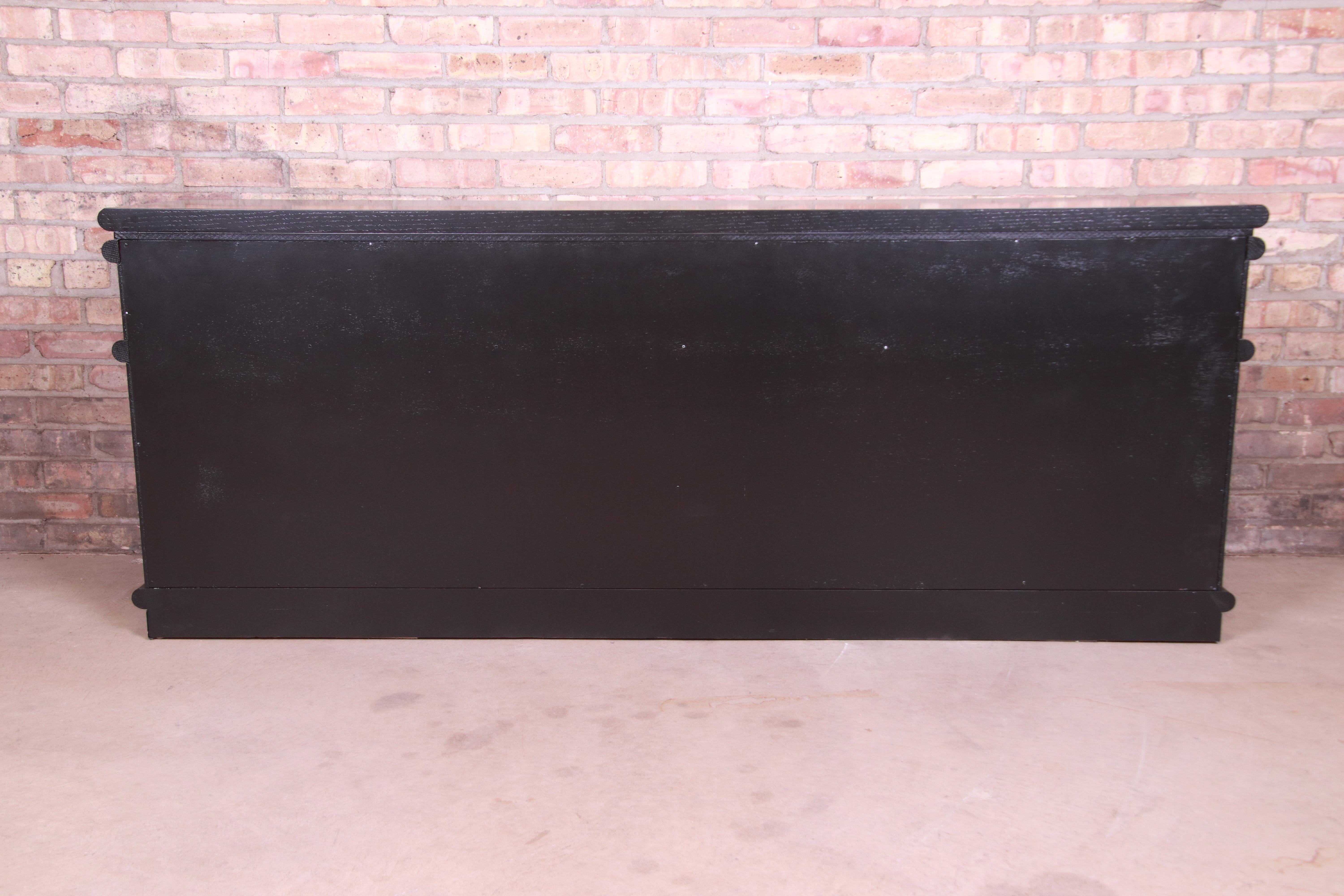 Jay Spectre for Century Furniture Black Lacquer and Chrome Credenza, Refinished 9