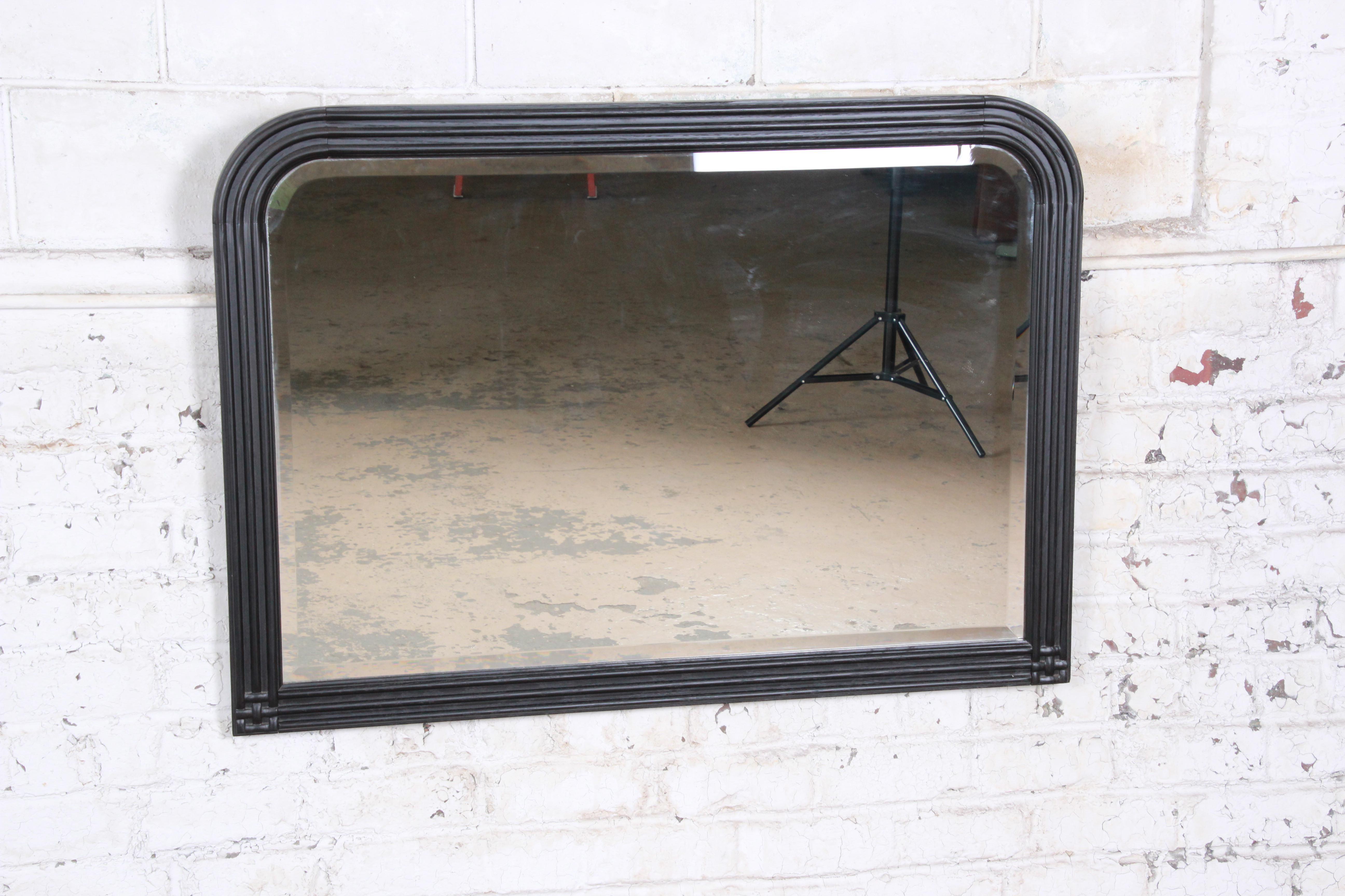 Jay Spectre for Century Furniture Black Lacquered Oak Mirror In Excellent Condition In South Bend, IN
