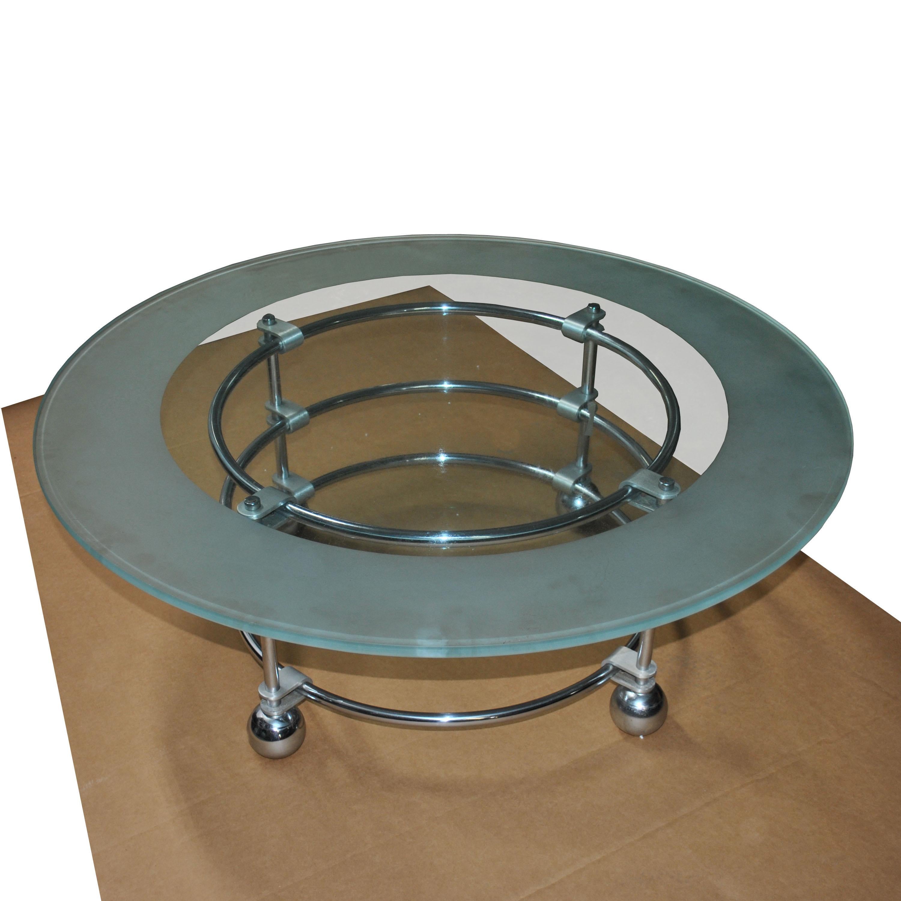 Modern Jay Spectre for Century Furniture Chrome and Glass Coffee Table For Sale
