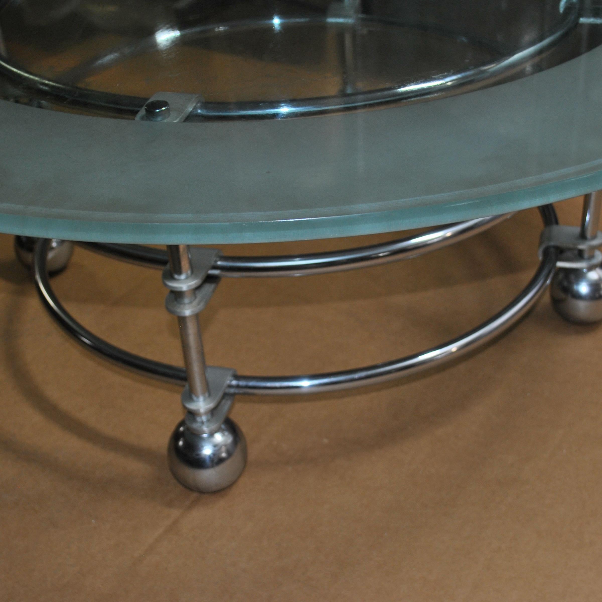 American Jay Spectre for Century Furniture Chrome and Glass Coffee Table For Sale