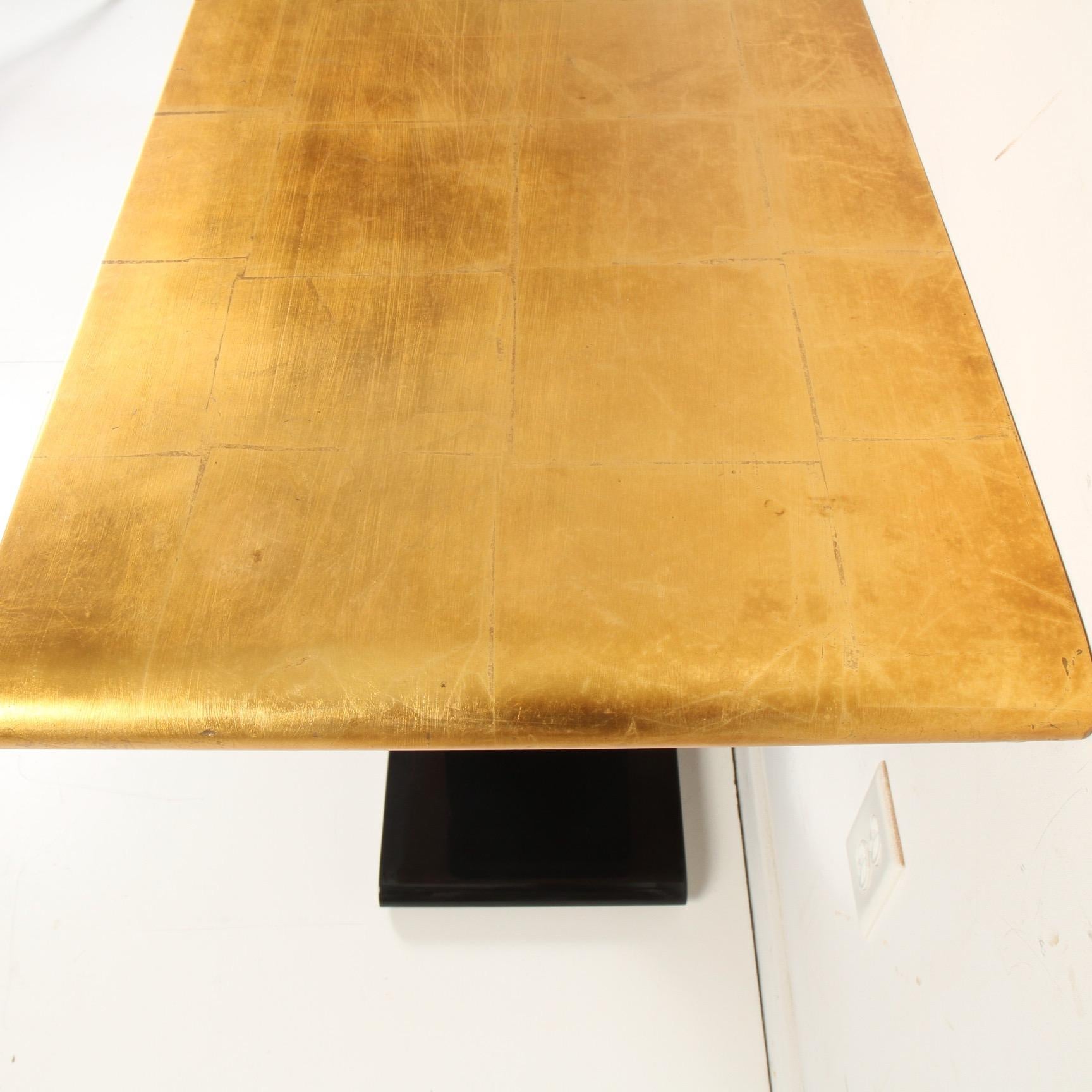 Jay Spectre Gold Leaf and Ebony Art Deco Console Table 5