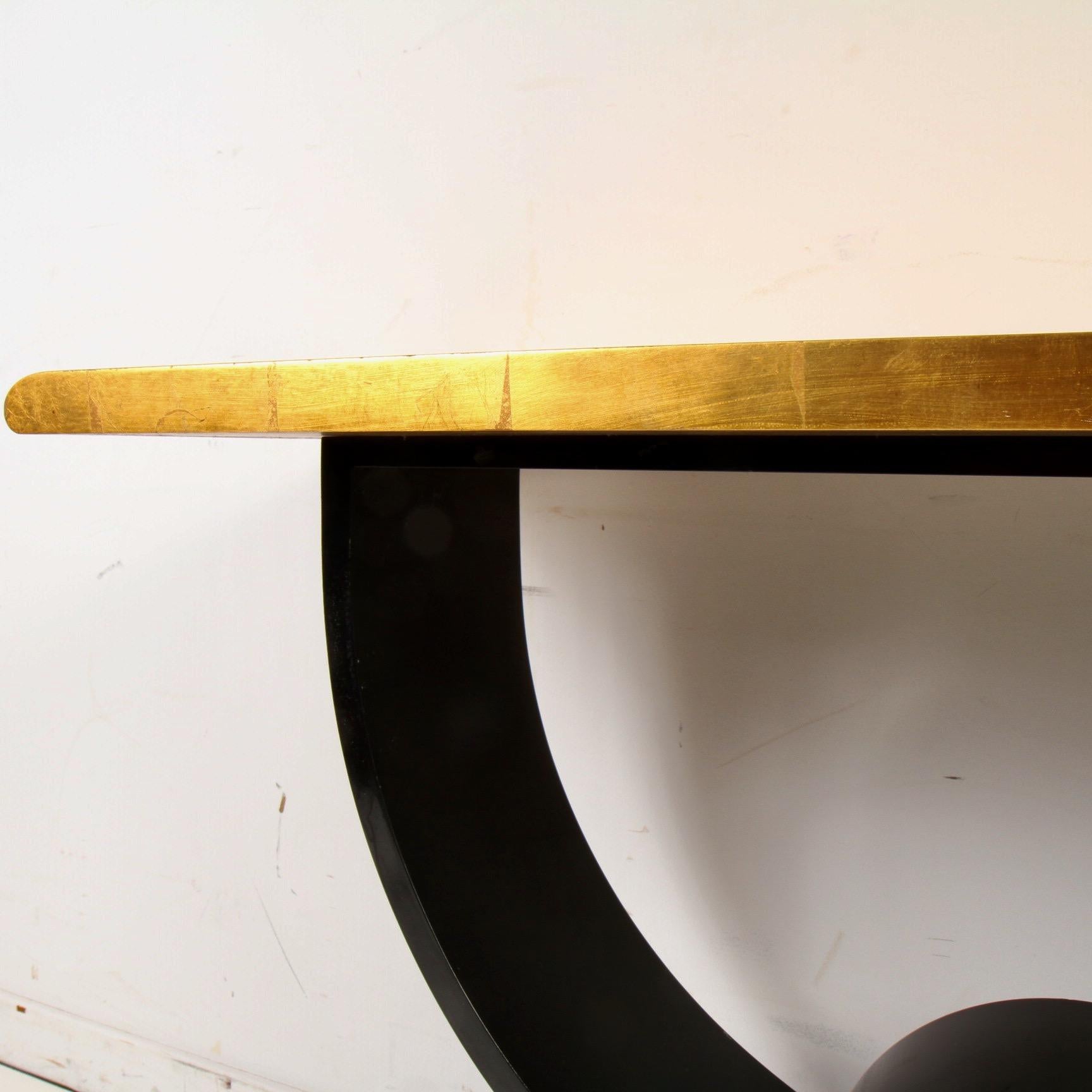 Jay Spectre Gold Leaf and Ebony Art Deco Console Table 3