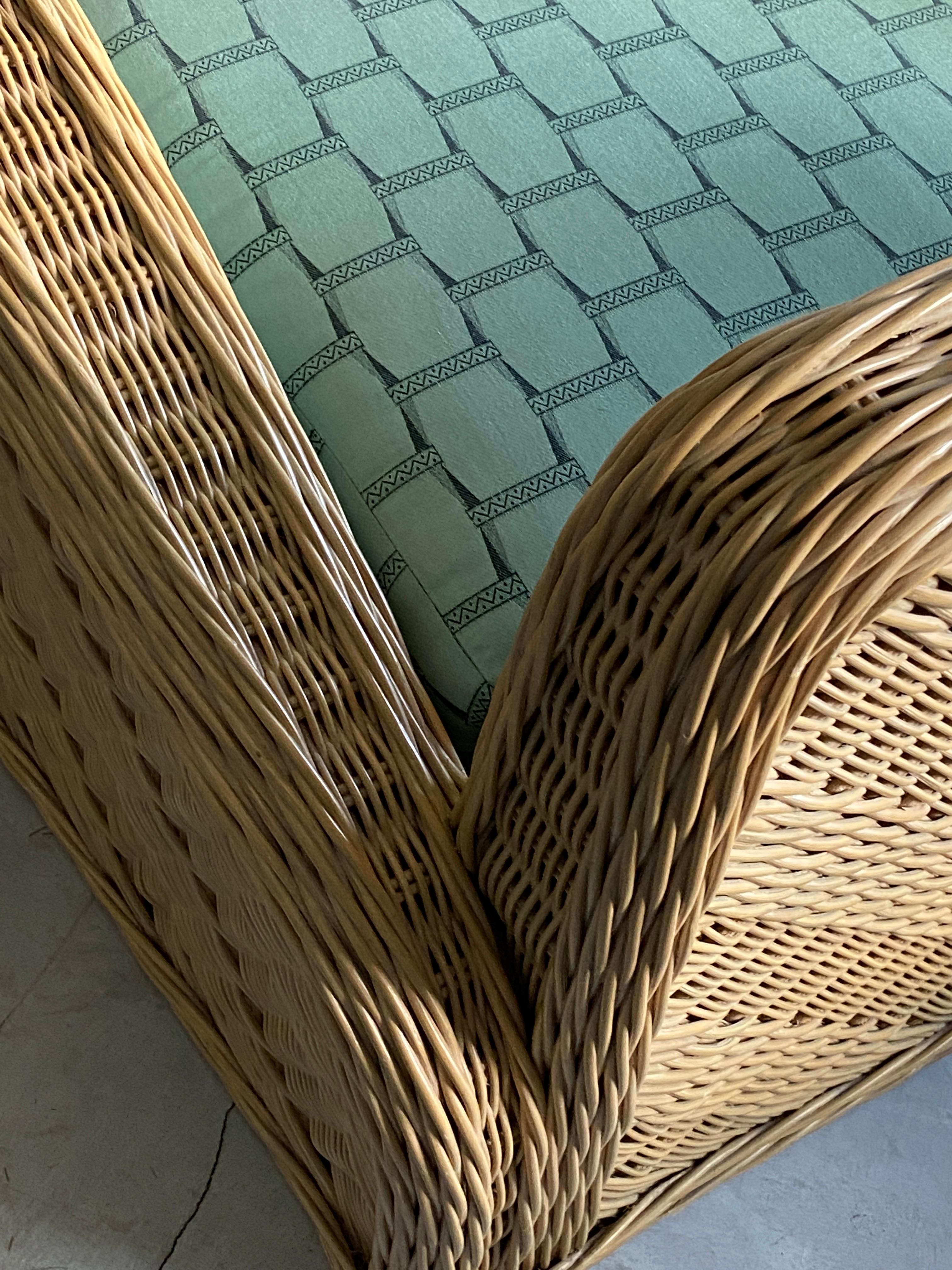 Late 20th Century Jay Spectre, Lounge Chairs, Rattan / Wicker Fabric, Century United States, 1980s