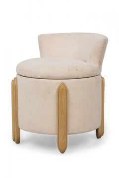 Jay Spectre Midcentury American White Suede Upholstered Ottoman with Backrest