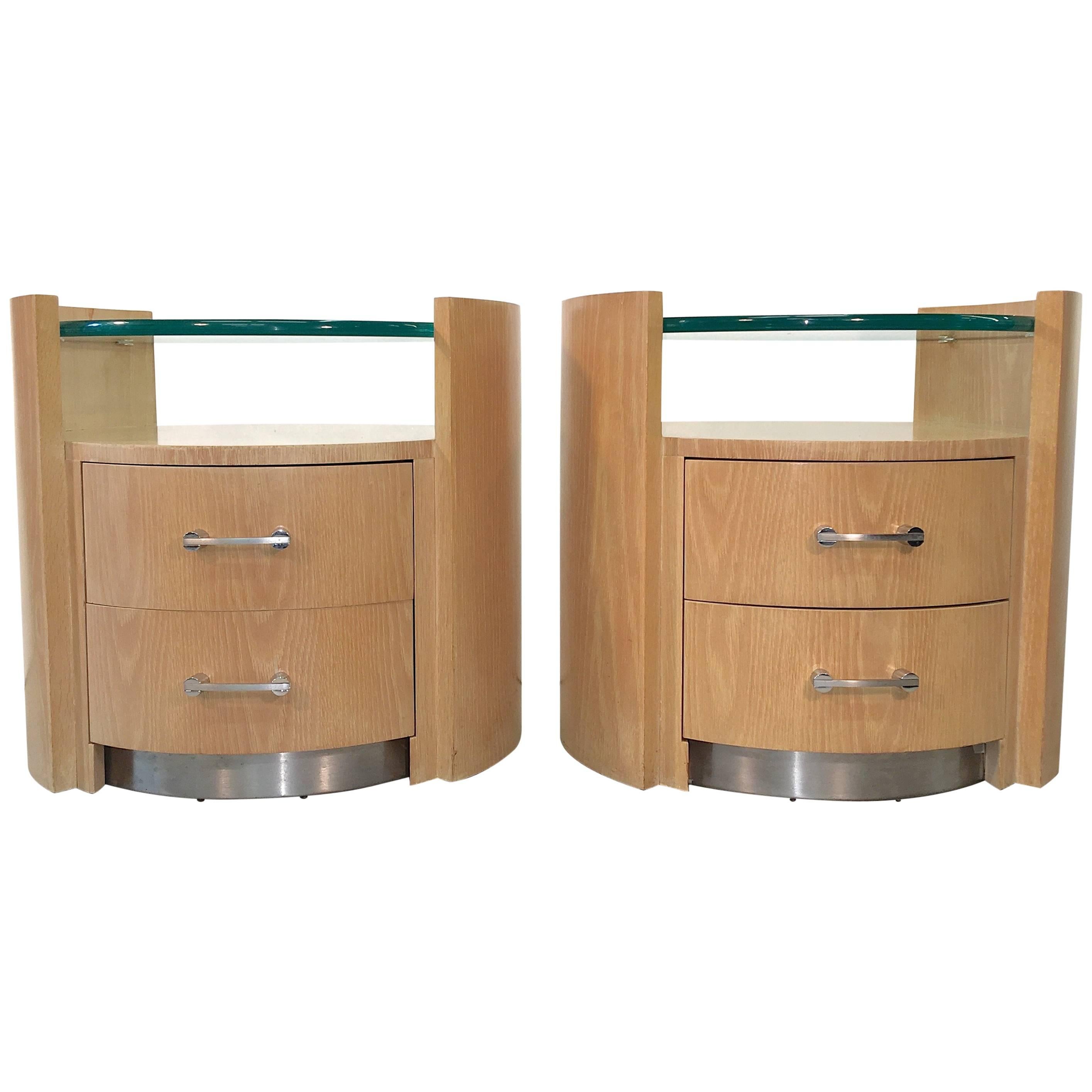Jay Spectre Pair of Eclipse Nightstands for Century