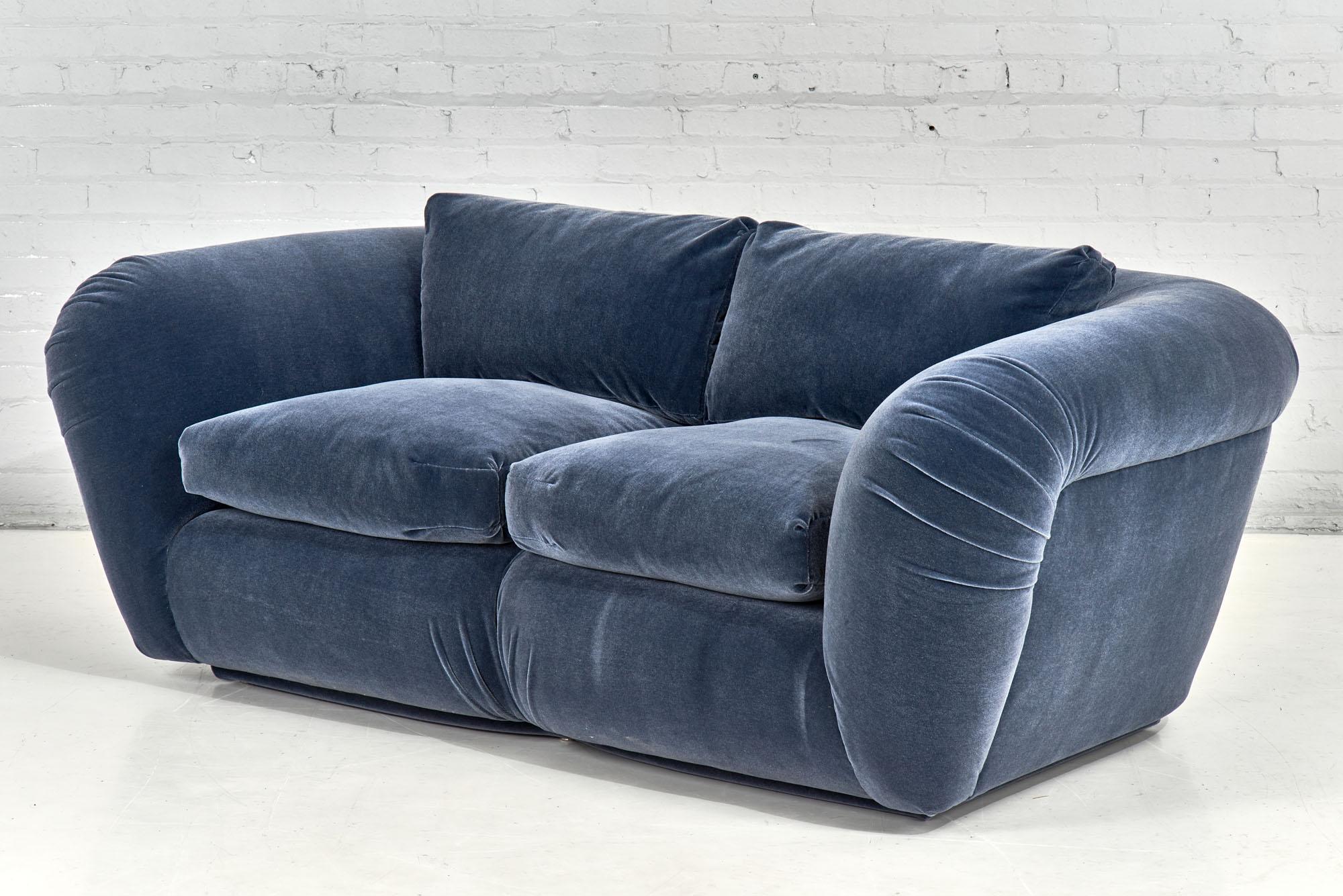 blue mohair sofa