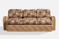 Jay Spectre, Sofa, Rattan, Fabric, USA, 1980s