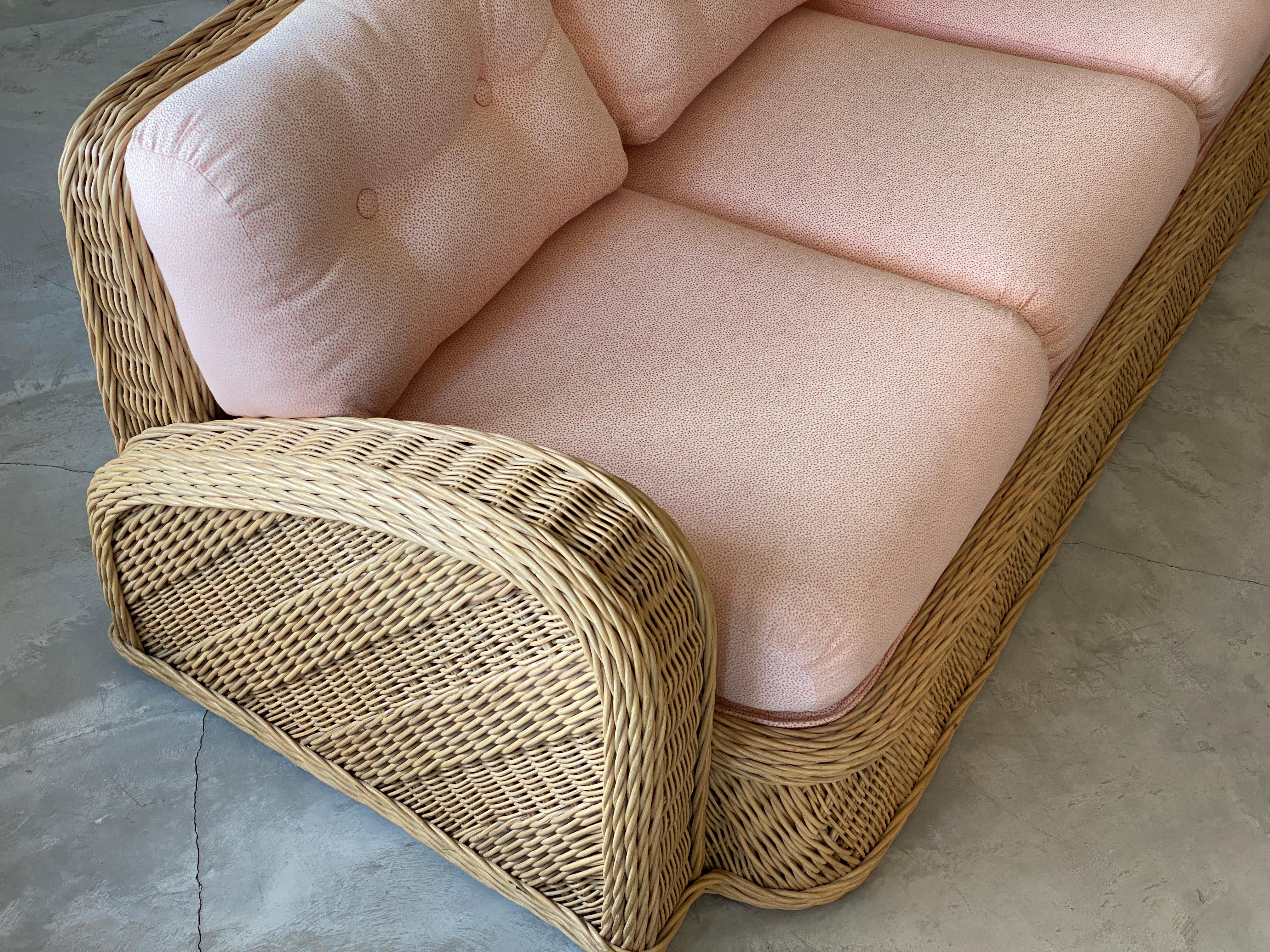 Modern Jay Spectre, Sofa, Rattan / Wicker, Fabric, Century United States, 1980s