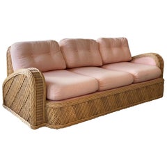 Jay Spectre, Sofa, Rattan / Wicker, Fabric, Century United States, 1980s