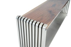 Jay Spectre Stainless Steel and Walnut Console Table