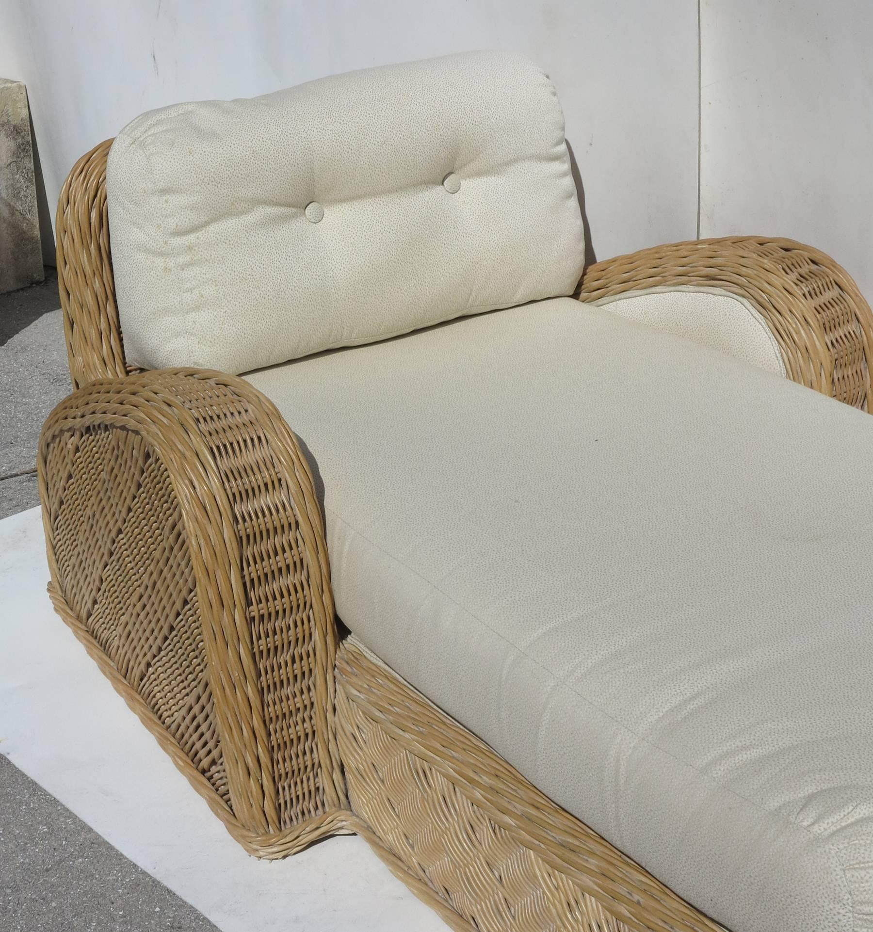 20th Century Jay Spectre Steamer Wicker Chaise Longue Chair
