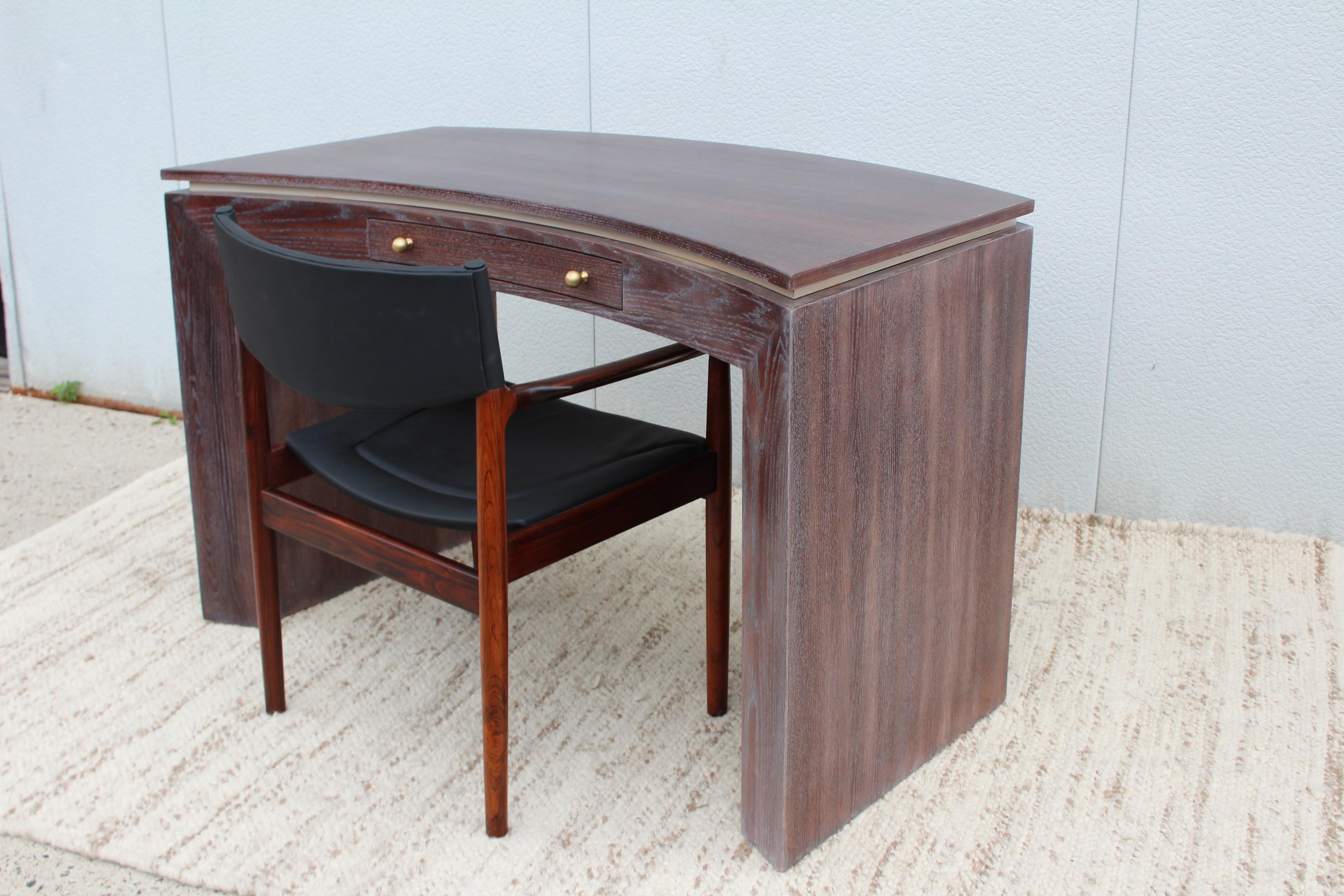 Jay Spectre Style Cerused Oak Curved Desk 2