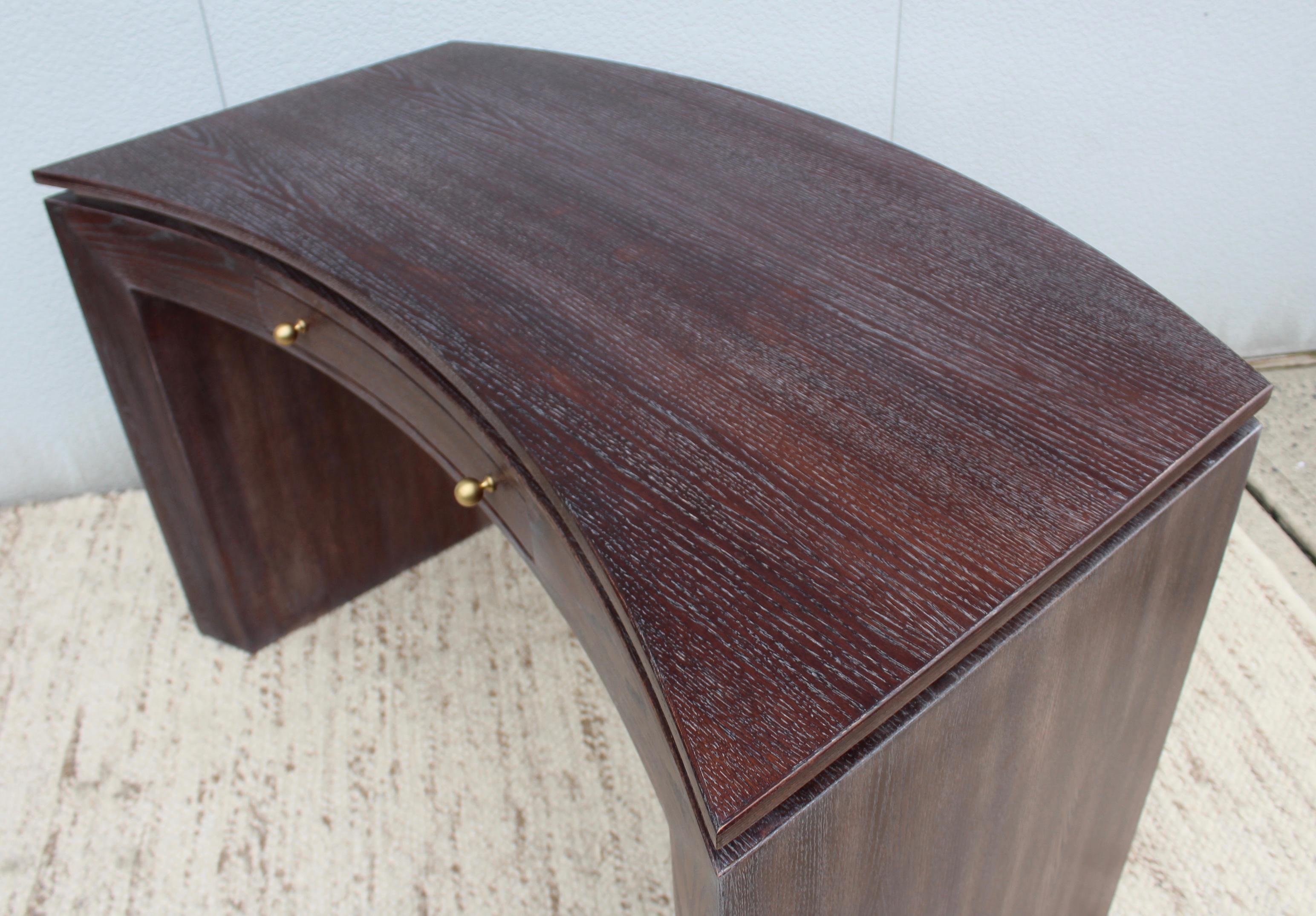 Mid-Century Modern Jay Spectre Style Cerused Oak Curved Desk