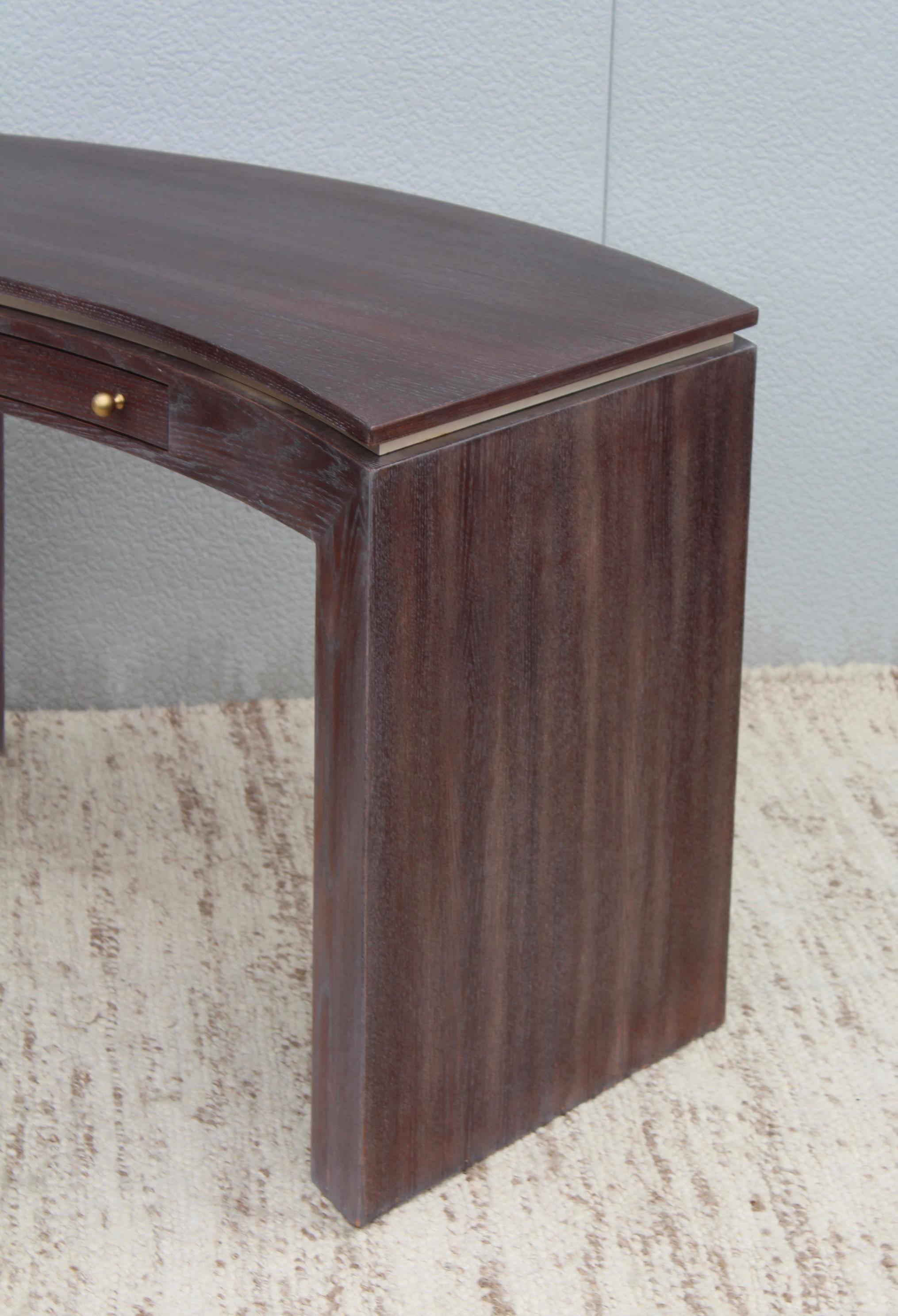 American Jay Spectre Style Cerused Oak Curved Desk