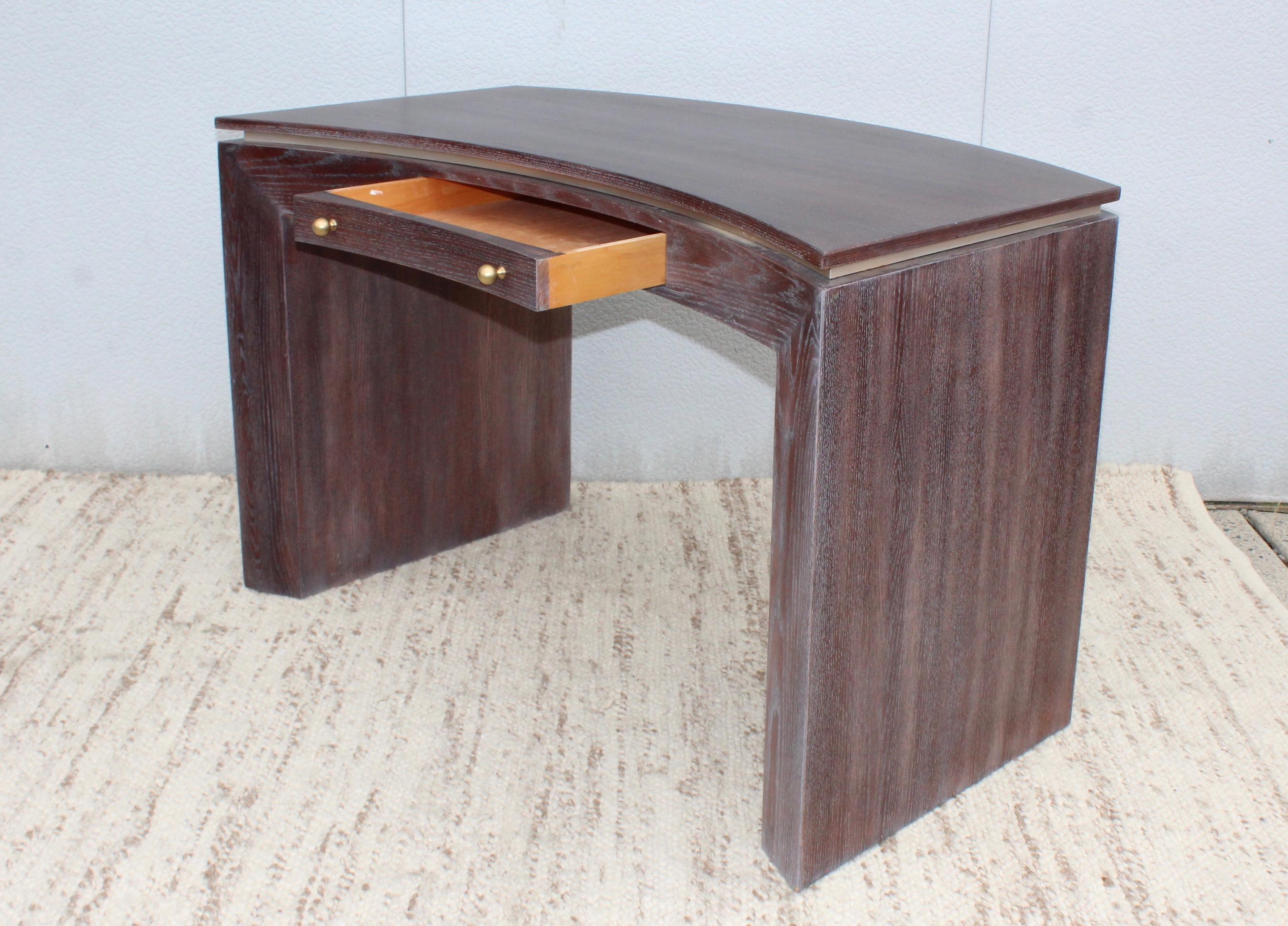 Jay Spectre Style Cerused Oak Curved Desk In Good Condition In New York, NY