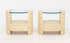 Jay Spectre Style Modern Bedside Tables, Pair