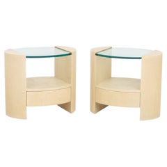 Jay Spectre Style Modern Bedside Tables, Pair