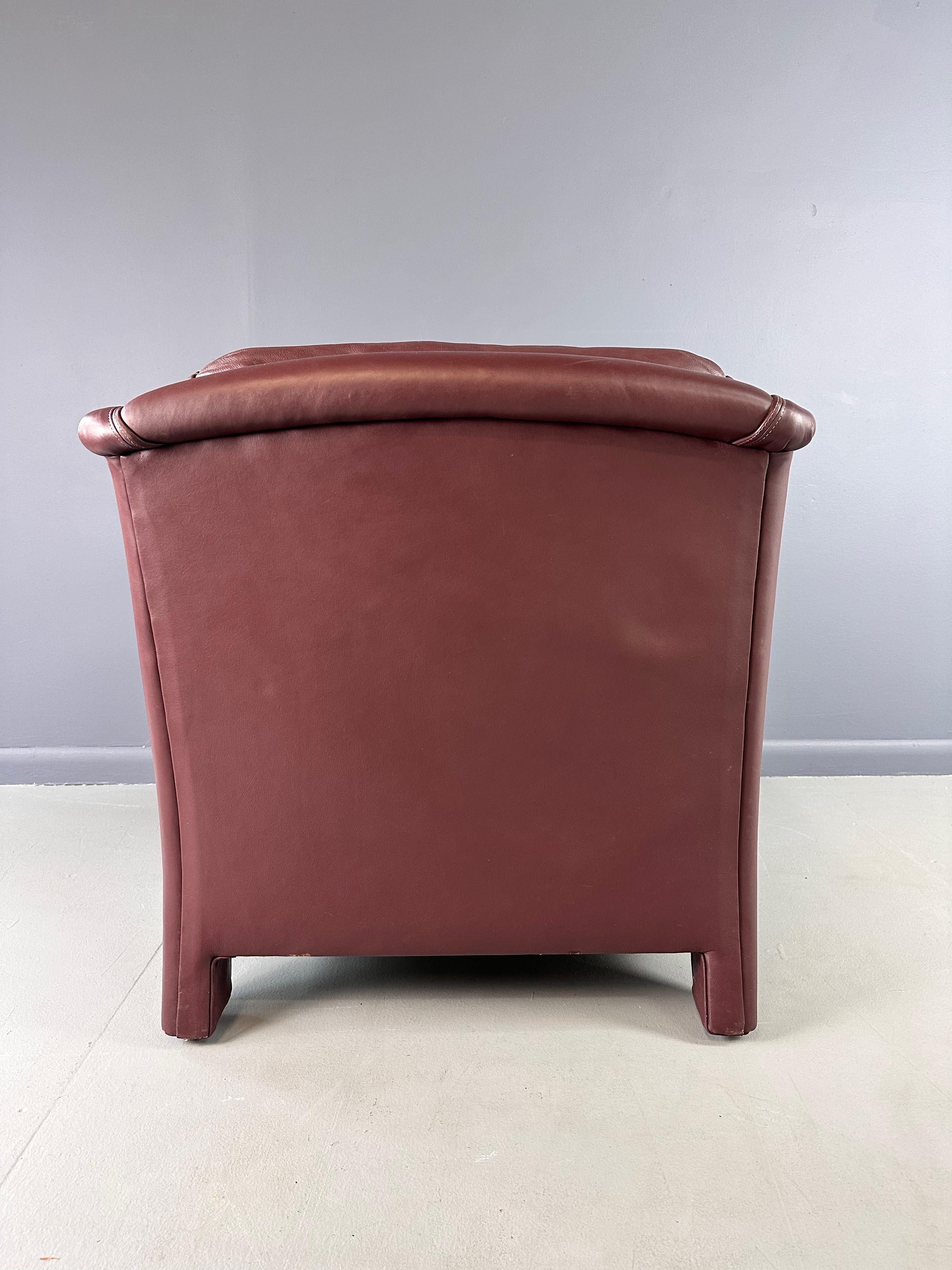 20th Century Jay Spectre Tycoon Leather Lounge Chair in Burgundy For Century For Sale